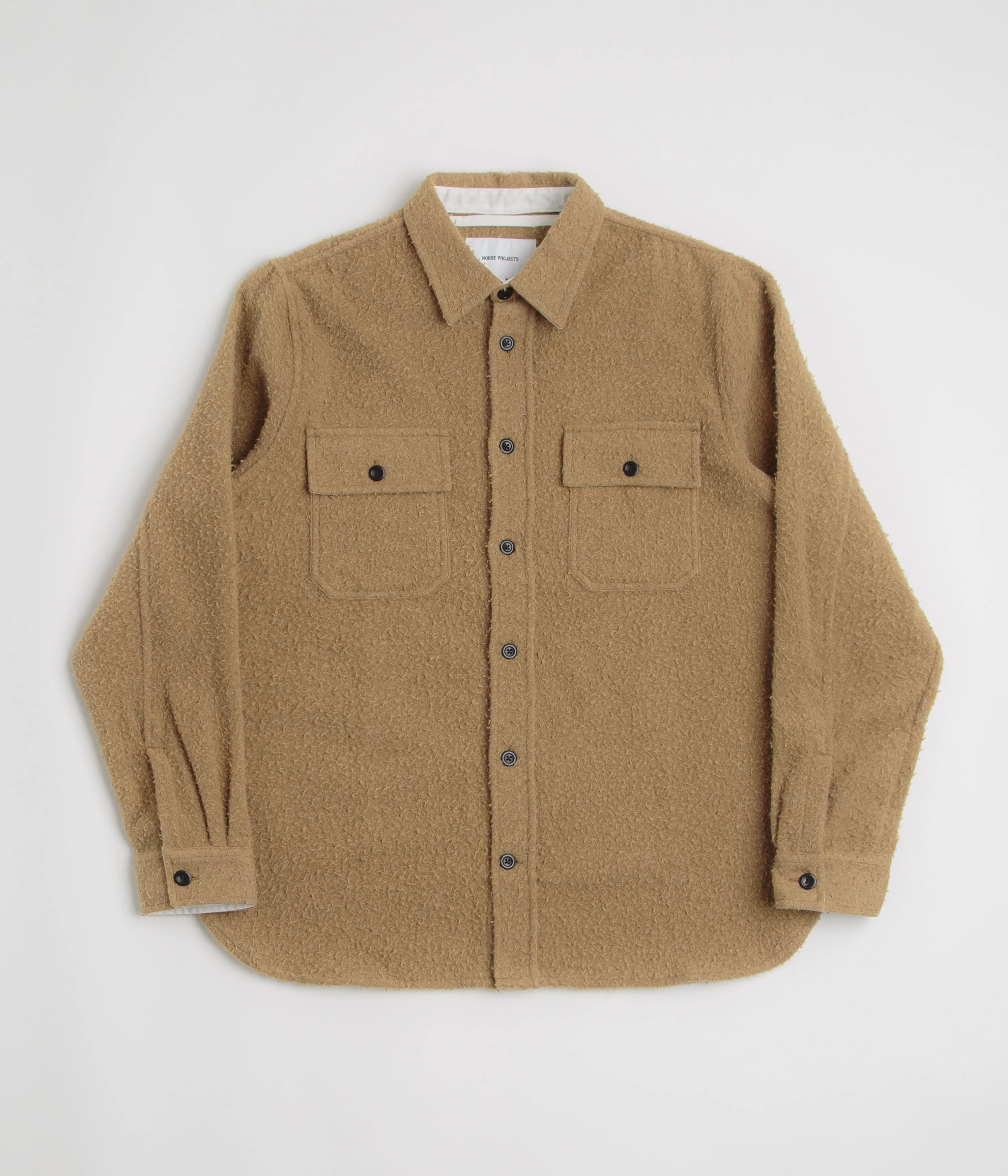 Norse Projects Silas Textured Cotton Wool Overshirt - Camel Striped
