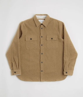 Norse Projects Silas Textured Cotton Wool Overshirt - Camel Striped
