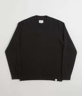 Norse Projects Standard Merino Crewneck Sweatshirt - Black High-Quality Fabric
