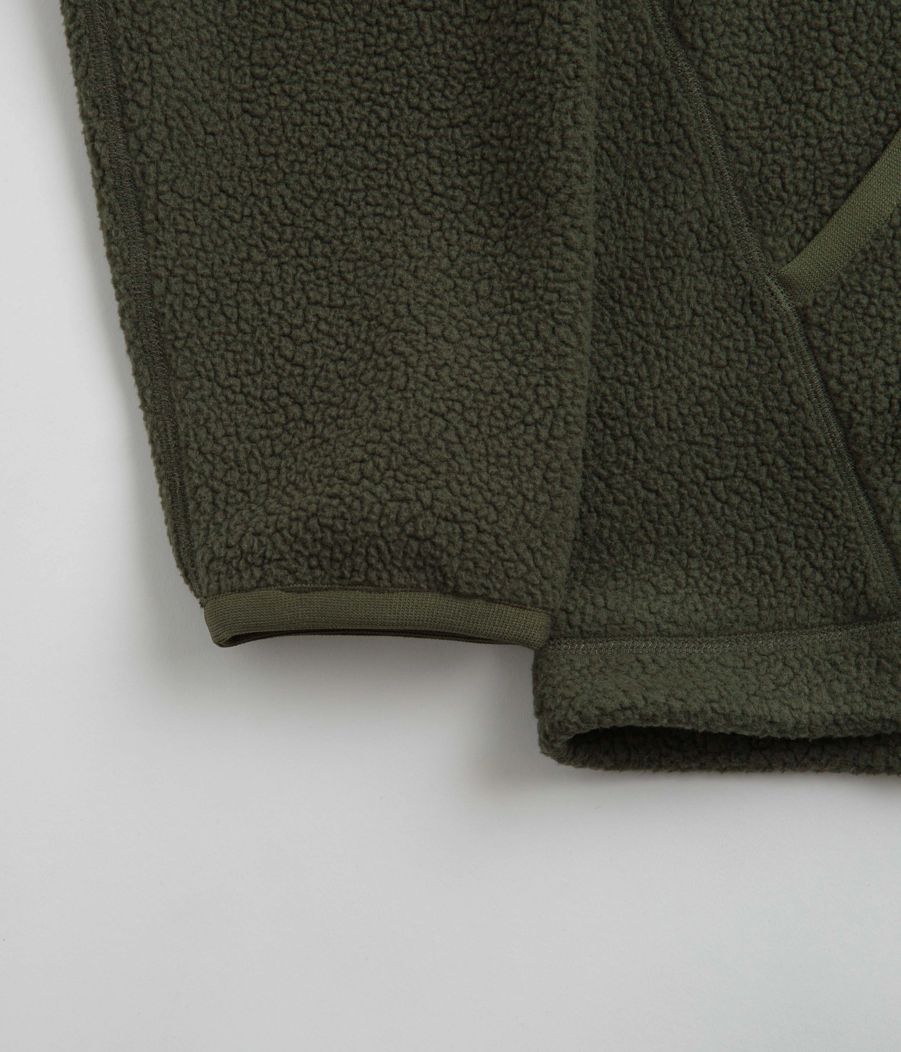 Norse Projects Tycho Pile Fleece Full Zip Jacket - Ivy Green Perforated Details