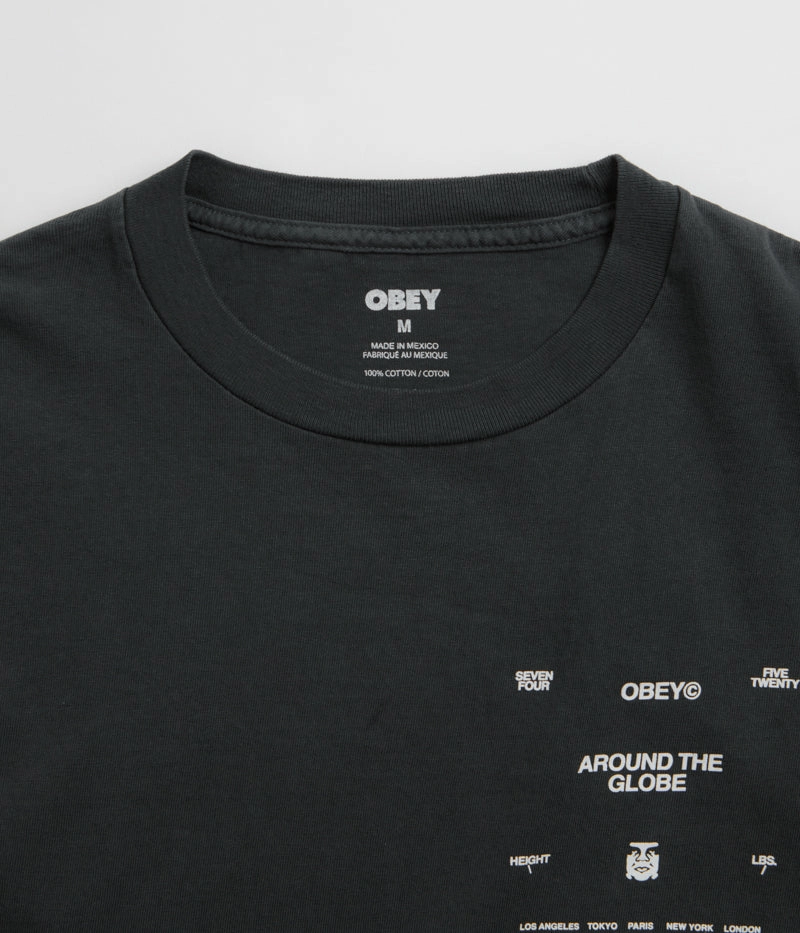 Obey Around The Globe T-Shirt - Pigment True Vintage Black cruise event