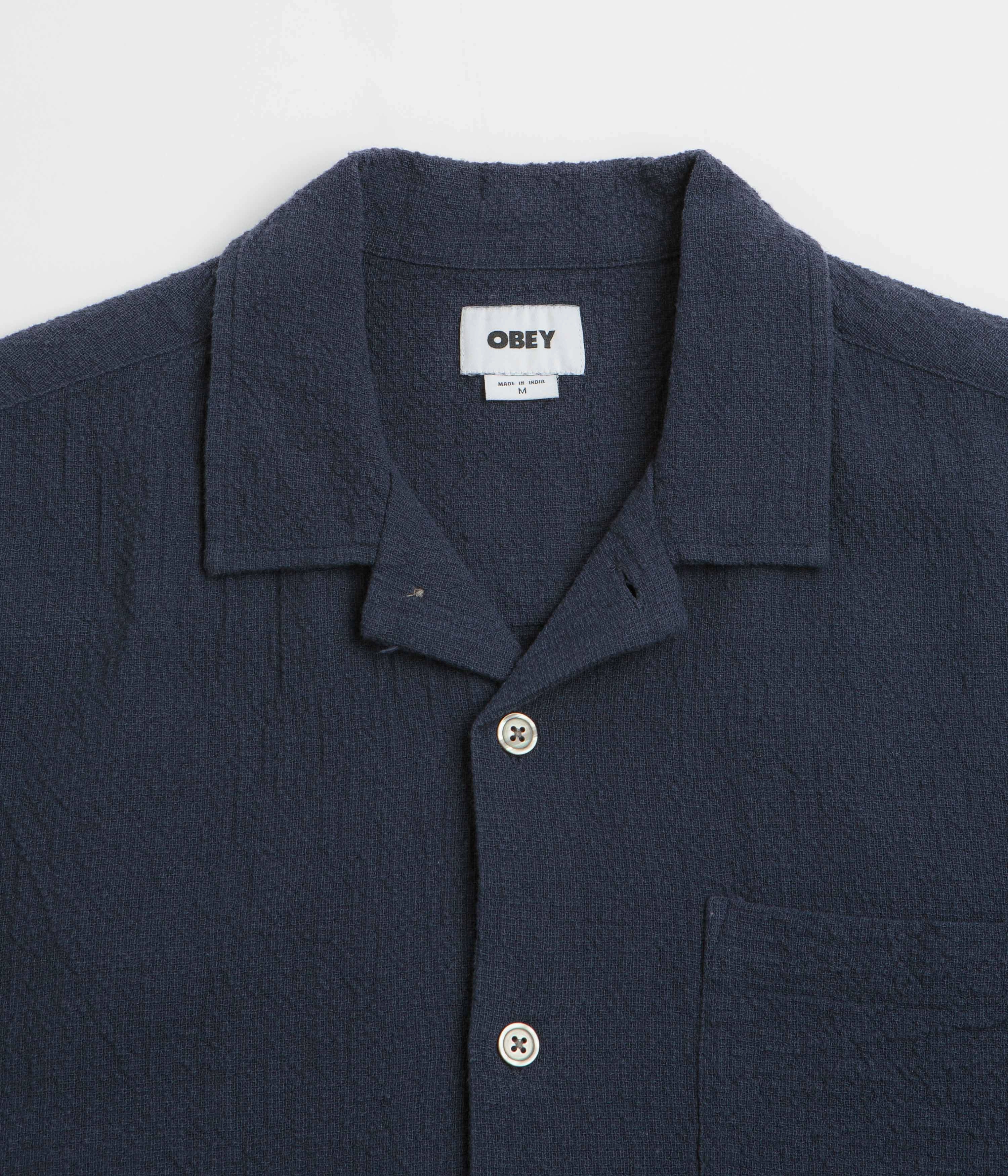 Ergonomic Sleeve Cut Obey Curtis Short Sleeve Shirt - Navy