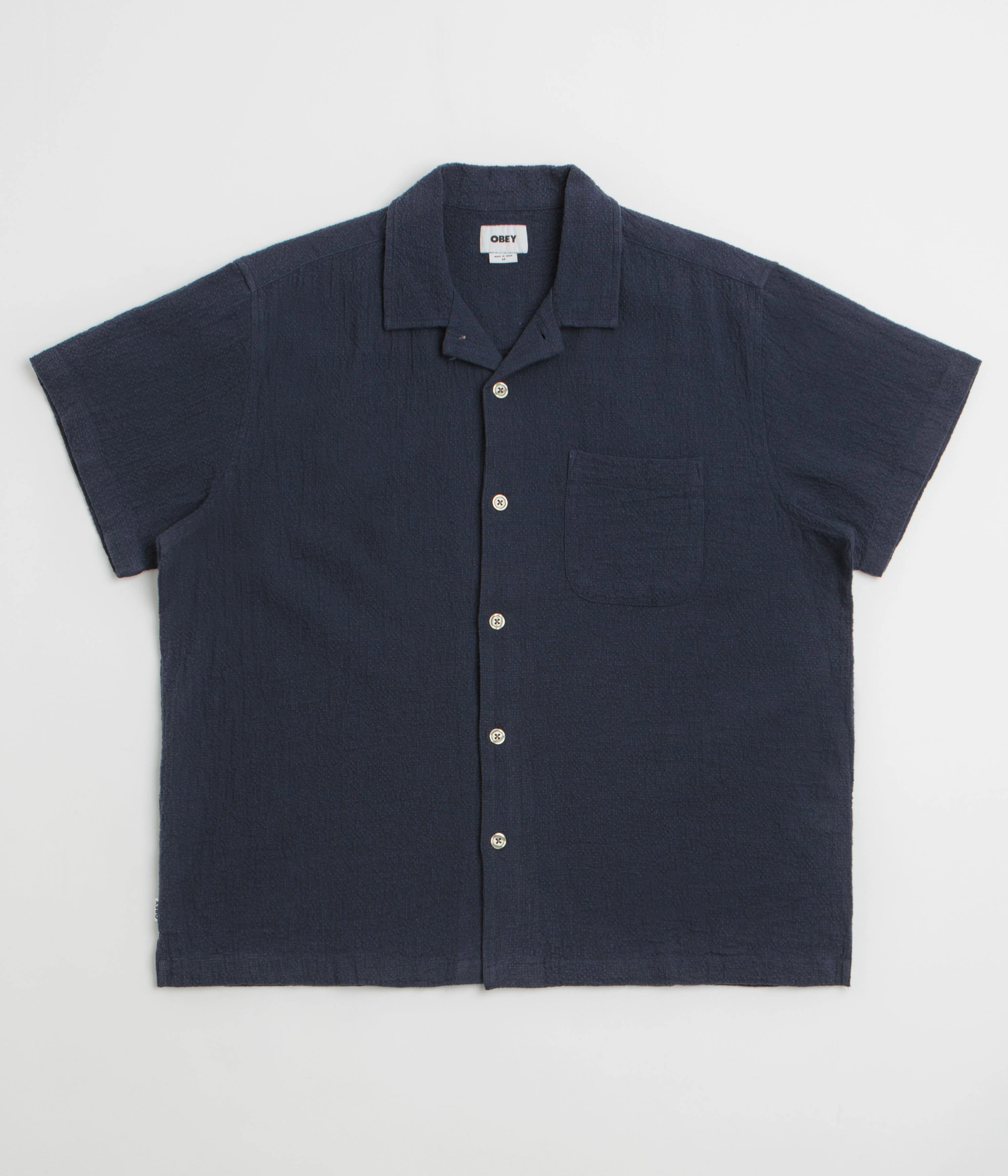 Anti Pilling Surface Obey Curtis Short Sleeve Shirt - Navy