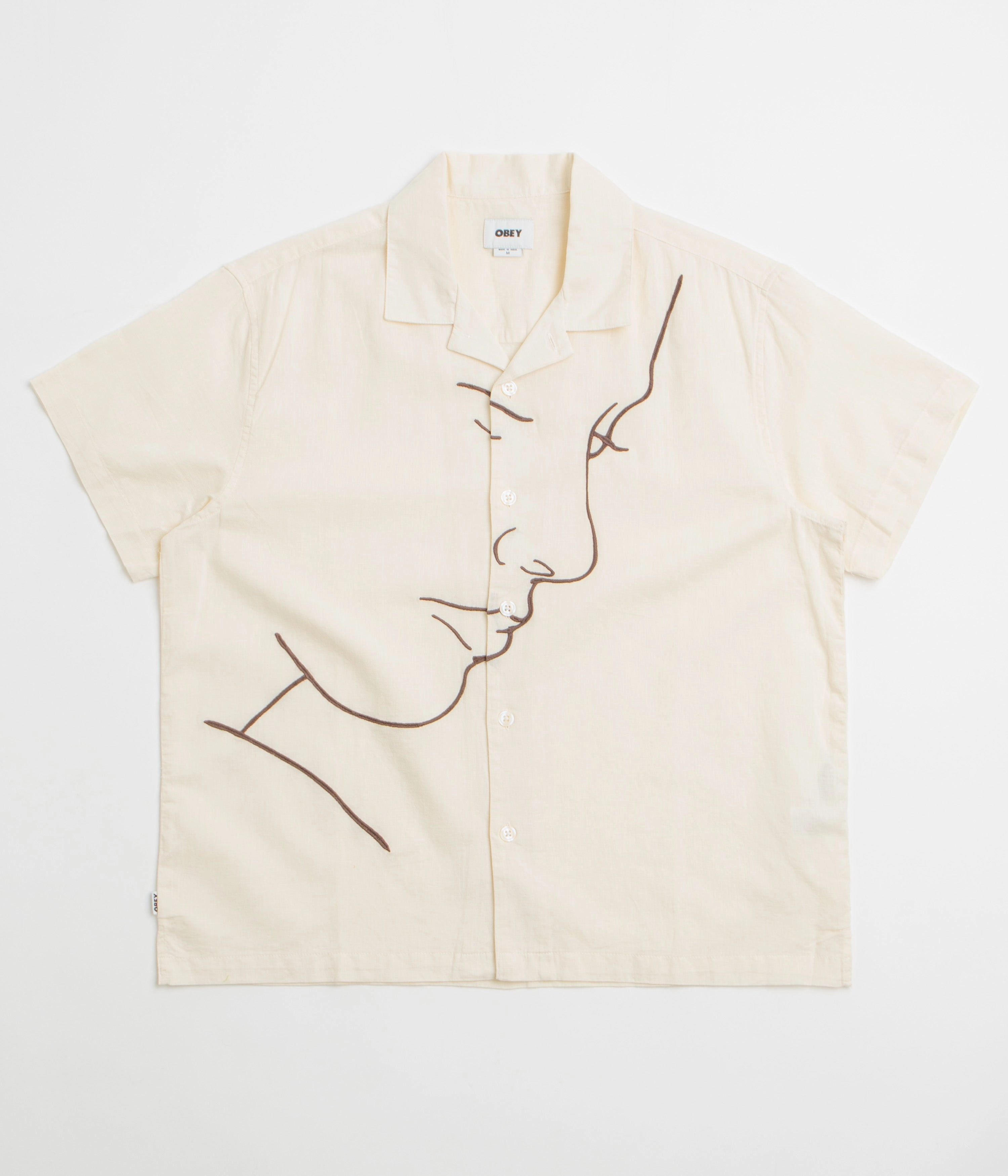 Obey Frances Short Sleeve Shirt - Unbleached Multi Wrinkle-Resistant Casual Wear