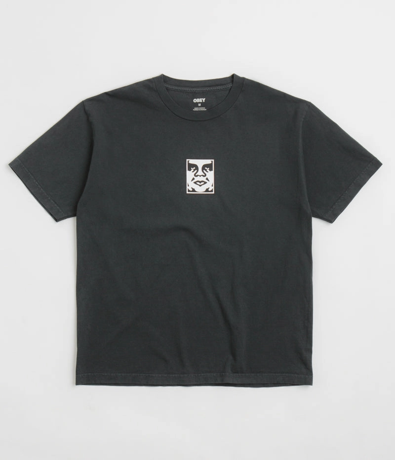 Obey Icon Face T-Shirt - Pigment True Vintage Black Summer collection ethical fashion