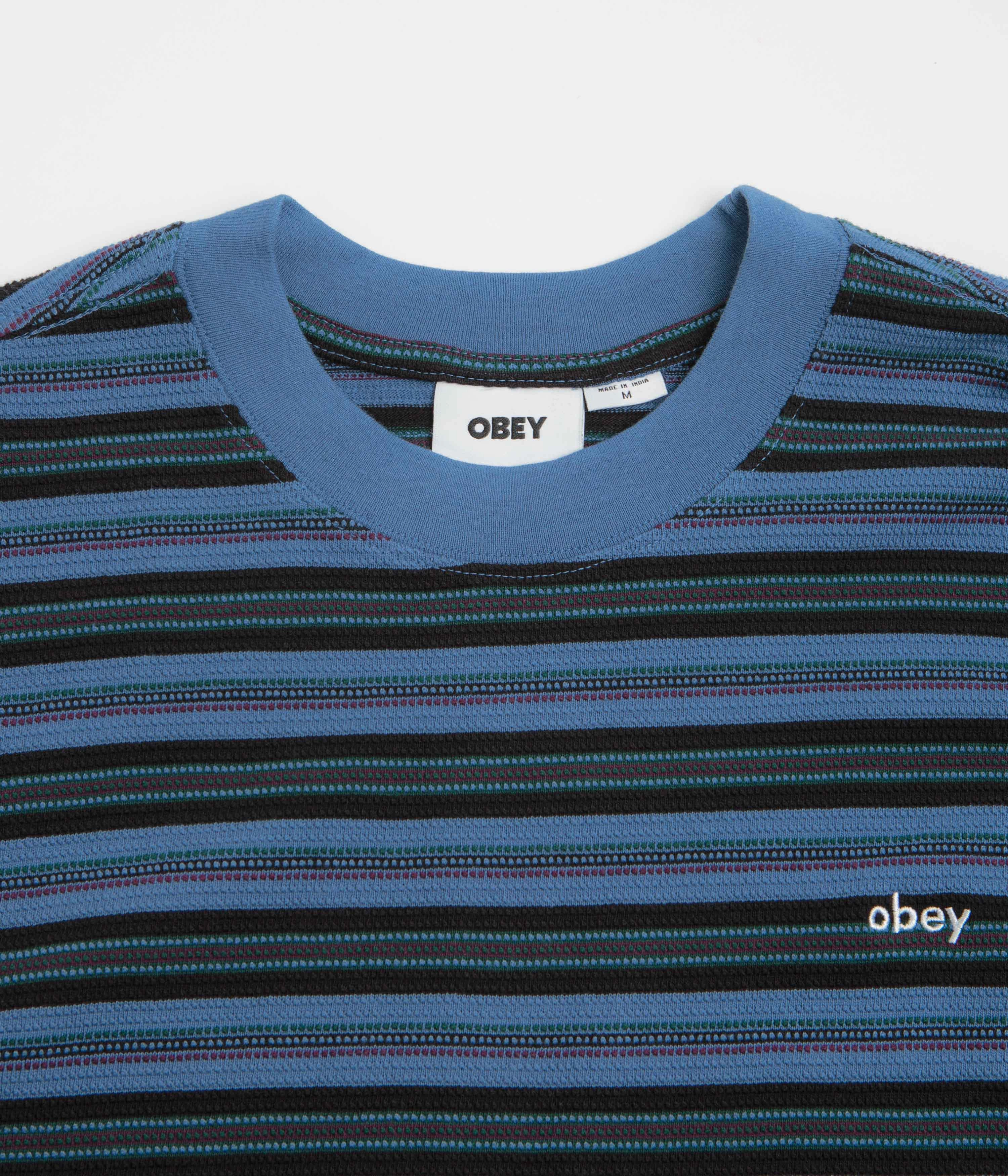 Tagless Neck Design plane venue Obey Kenny Relaxed T-Shirt - Coronet Blue Multi