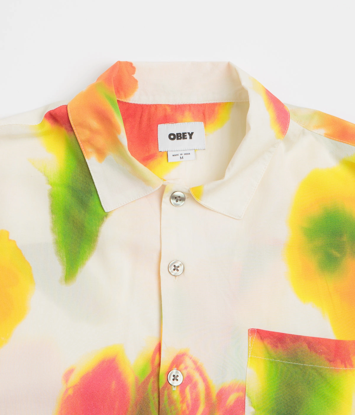 Obey Kinney Short Sleeve Shirt - Cream Multi Casual Style Versatile Layering Piece