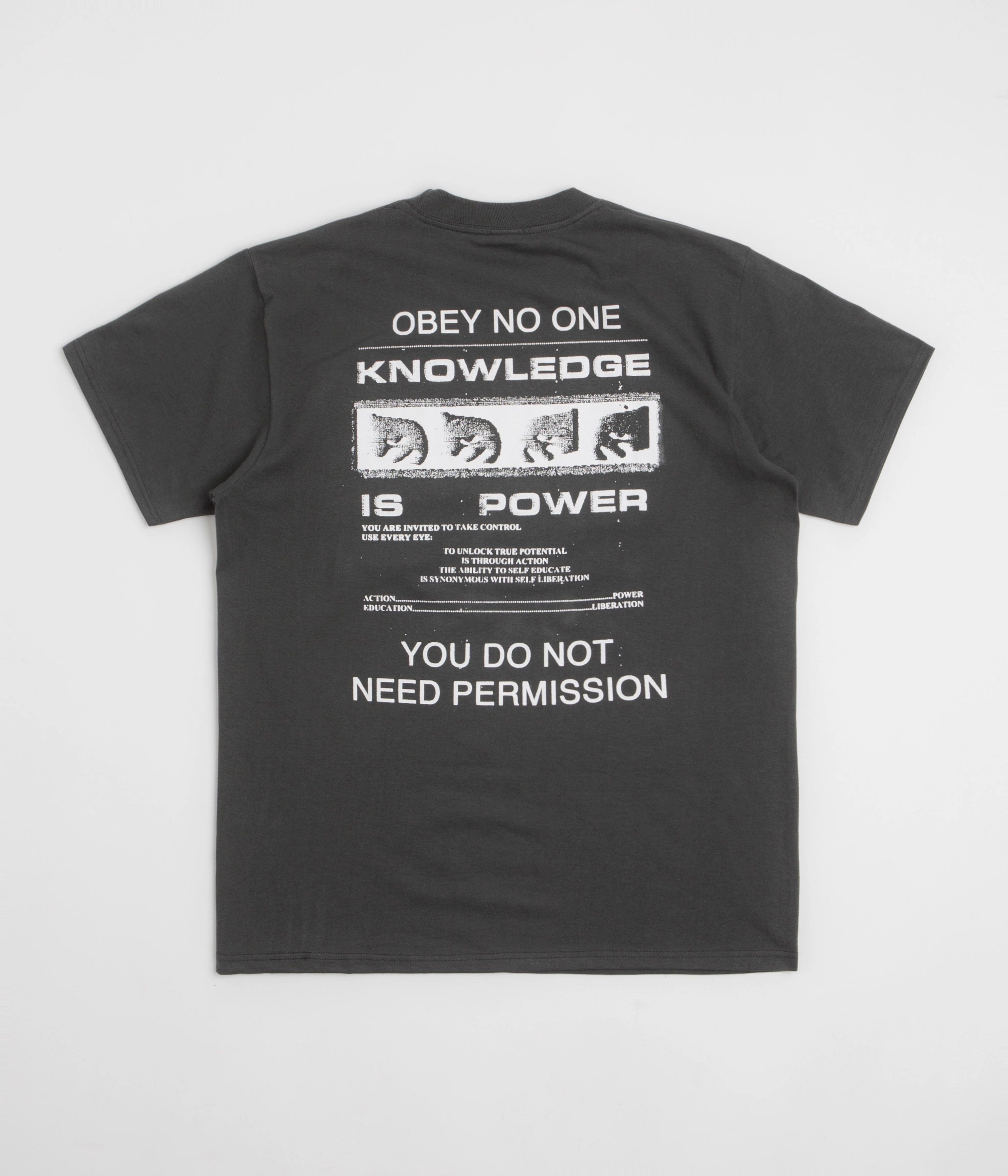 Obey Permission T-Shirt - Vintage Black Best-selling Soft Collar Lining
