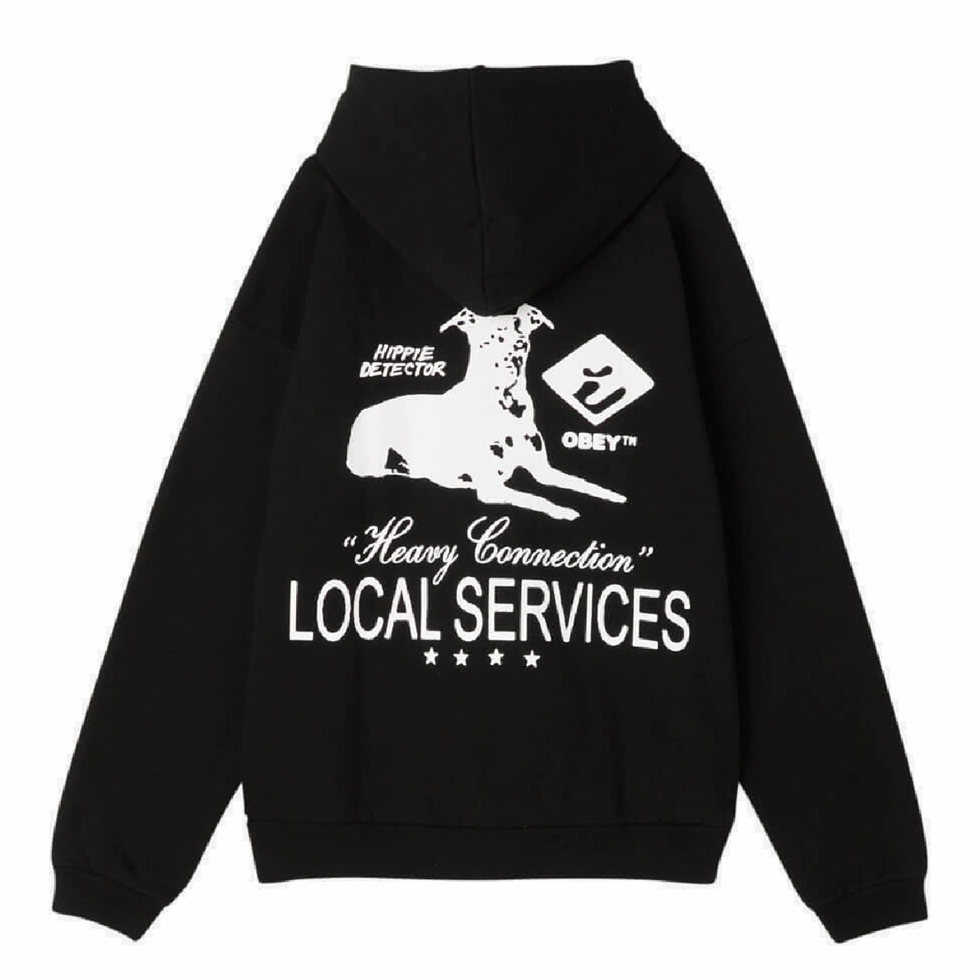 Quick Style rhinestone accents Obey Services Extra Heavy Hoodie - Black