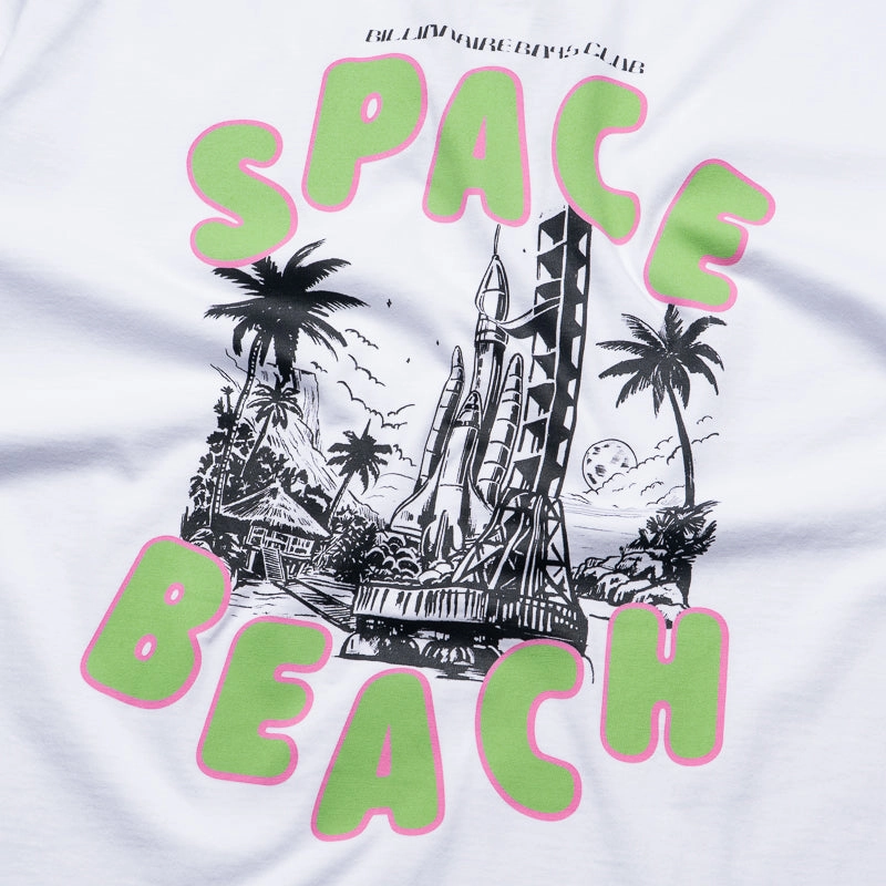 Billionaire Boys Club Space Beach Tee - White Belt loops nighttime venue