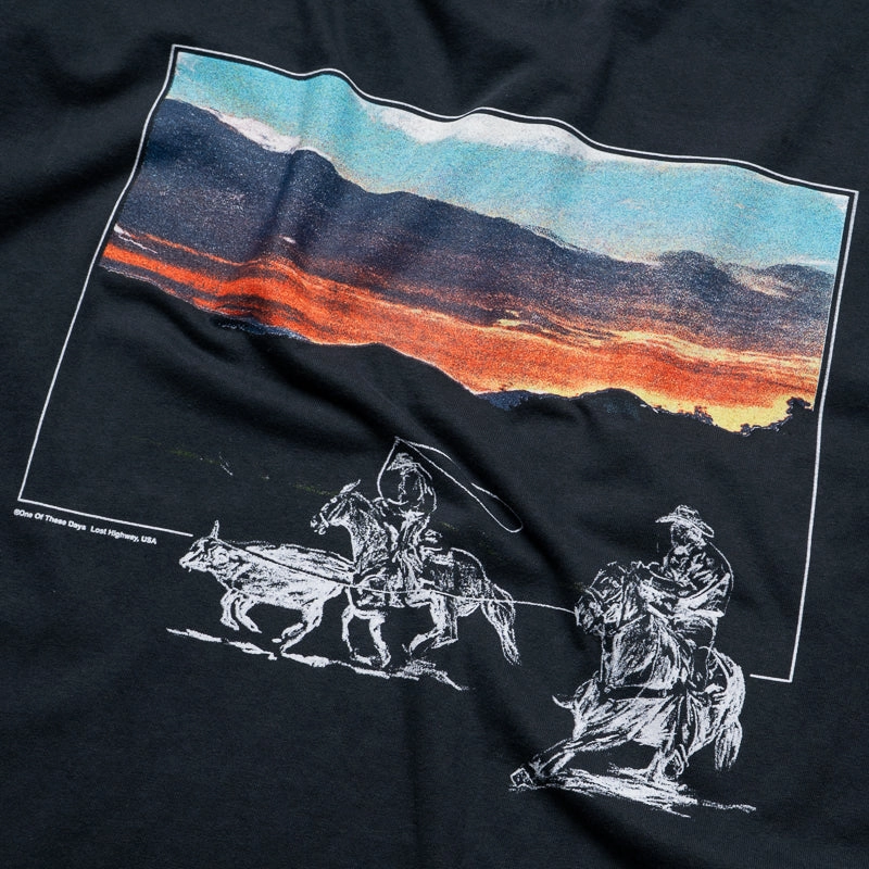 One Of These Days In Another Time Tee - Washed Black cutoff shorts silhouette