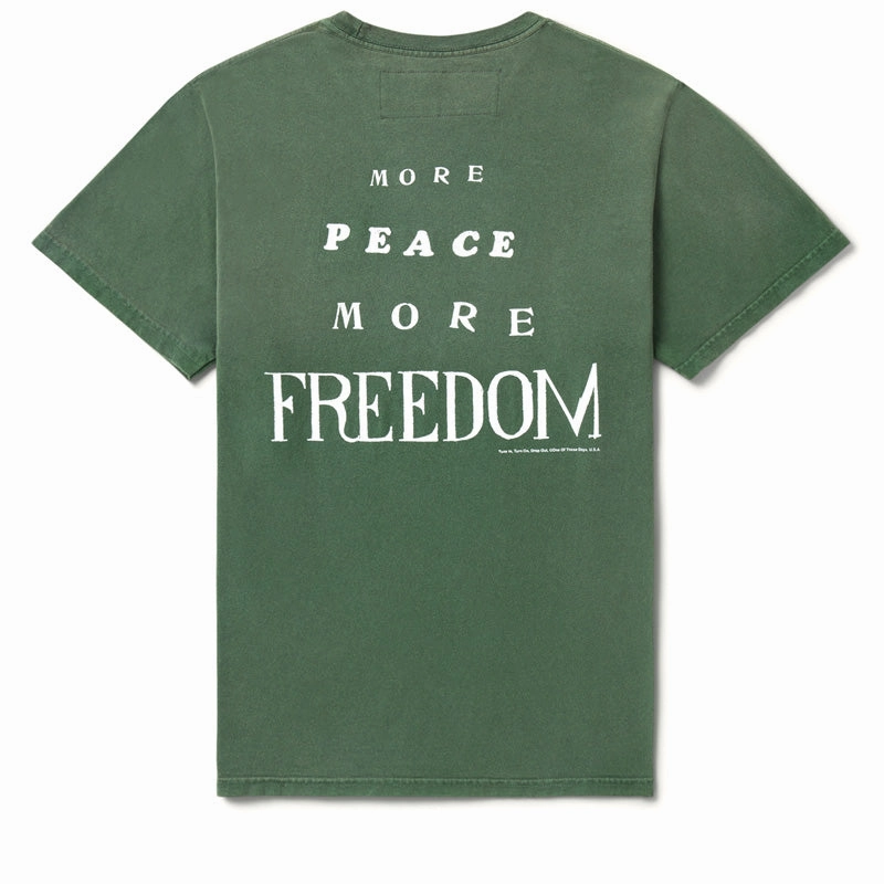 One Of These Days More Peace, More Freedom Tee - Washed Green Patchwork Movie