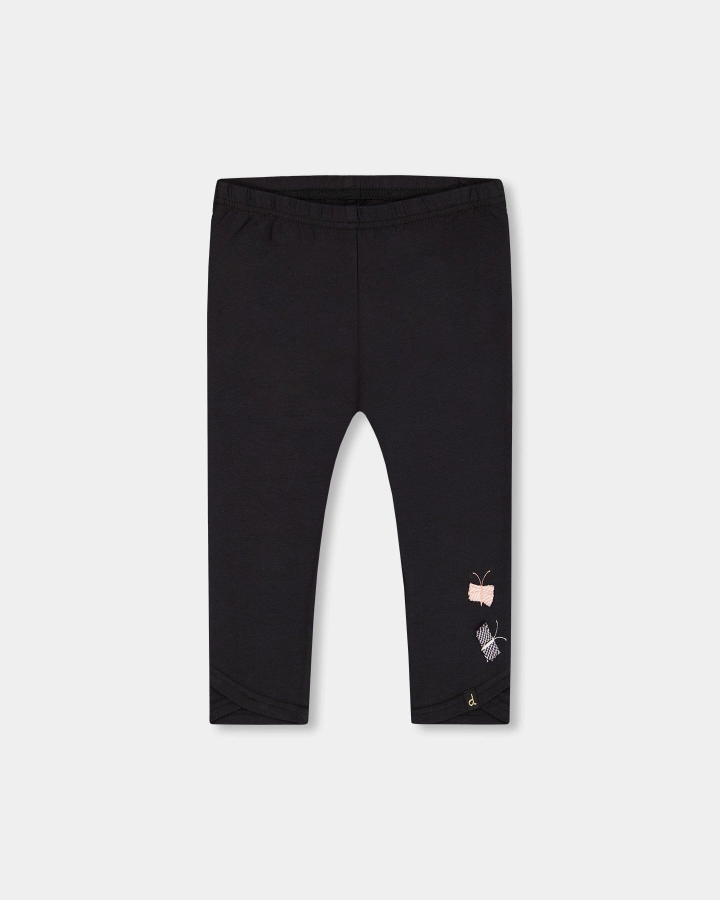 Organic Cotton Capri Legging Black And Small Flower Ventilated Mesh Lining Reinforced Stitching
