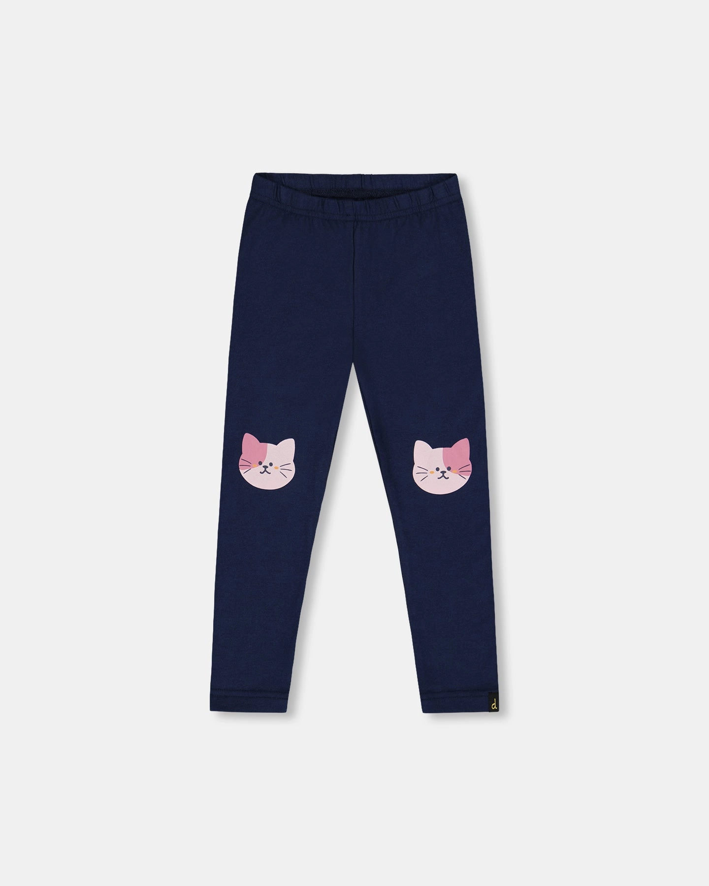 Shape Flex Minimalist Design Organic Cotton Jersey Leggings Dark Blue with Cats