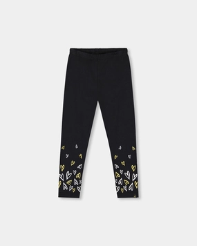 Organic Cotton Leggings Dusty Pink with Hearts Print Chill Comfort Fit