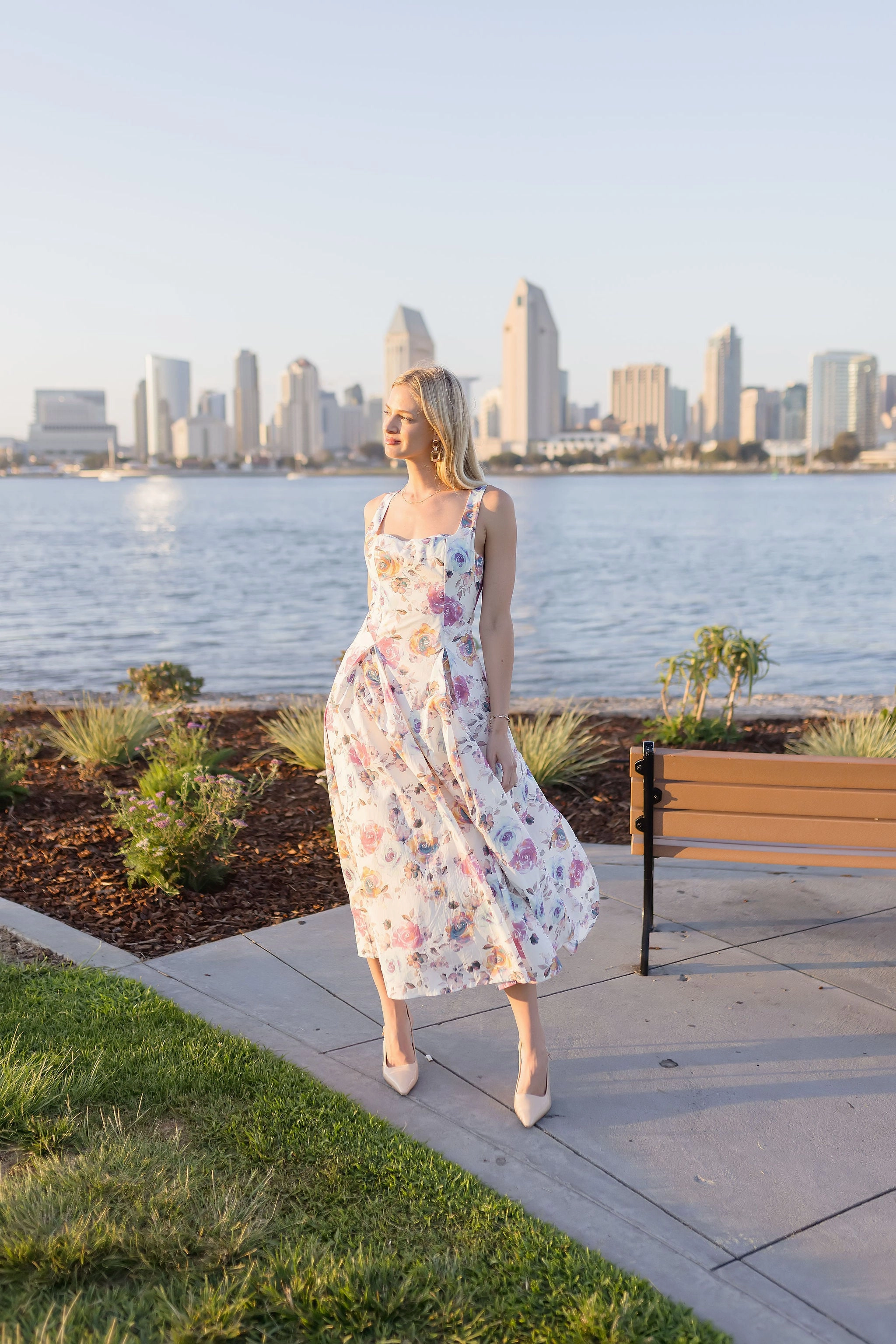 Debbie Sleeveless Floral Print Midi Dress Pink Soft Appearance