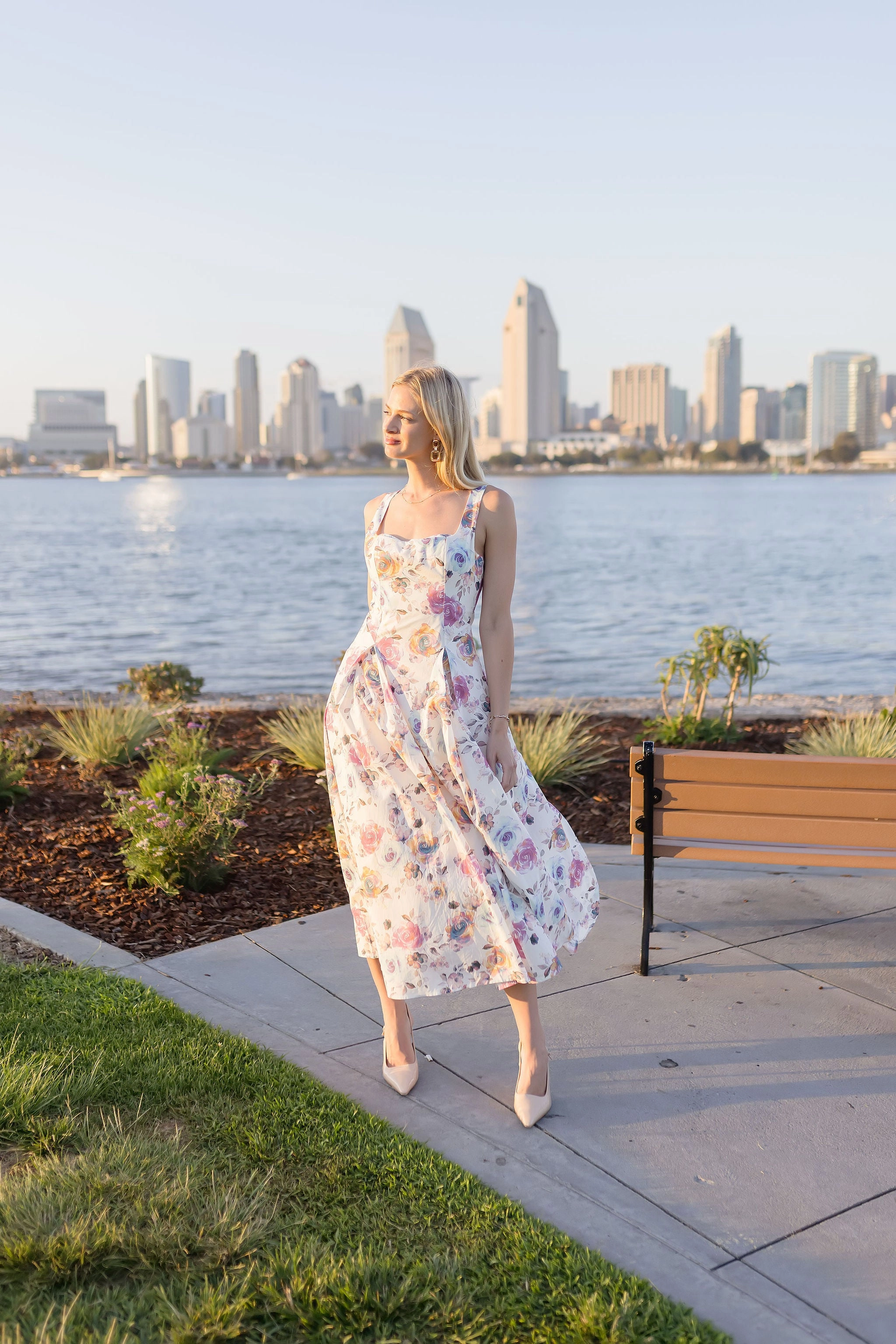 Soft Glide Debbie Sleeveless Floral Print Midi Dress Pink