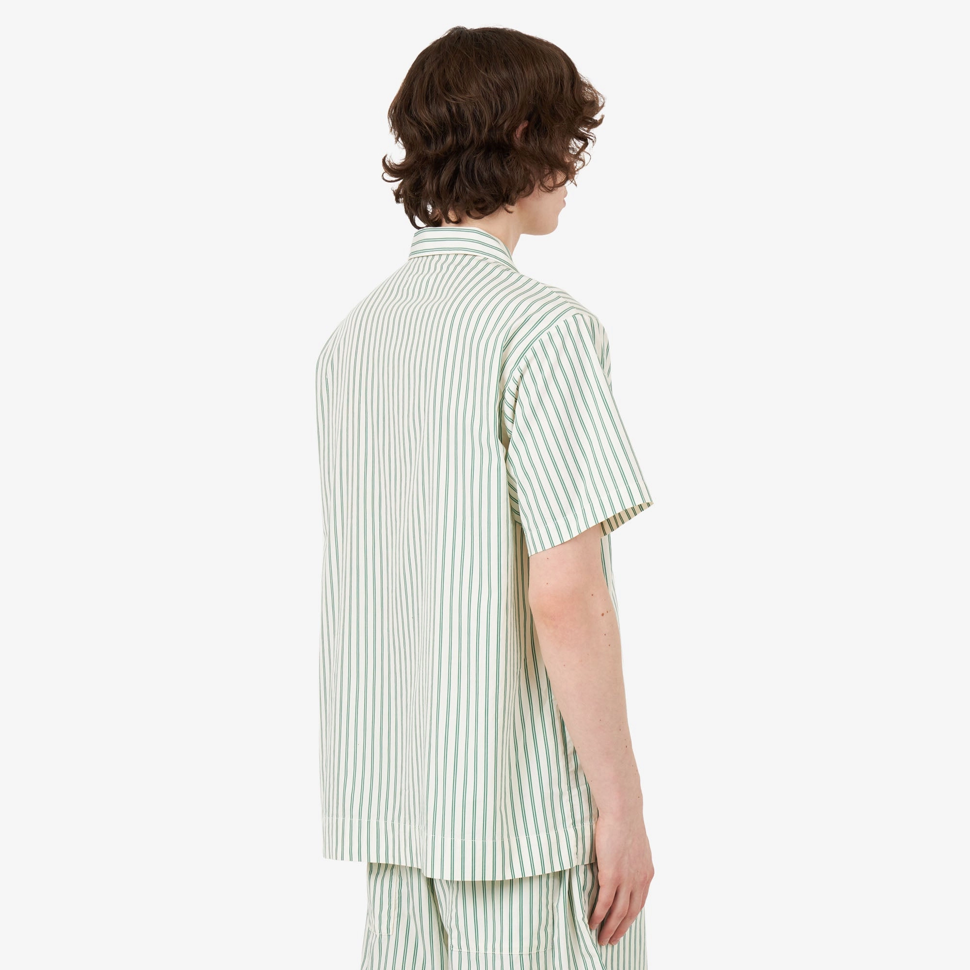 Poolside Lounge Chilly Day Wear Tekla Poplin Short Sleeve Shirt / Clover Stripes