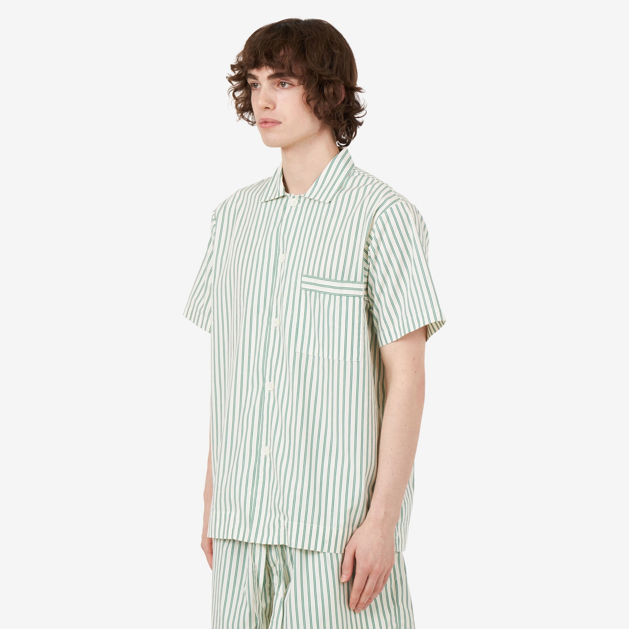 Versatile Outfit Tekla Poplin Short Sleeve Shirt / Clover Stripes
