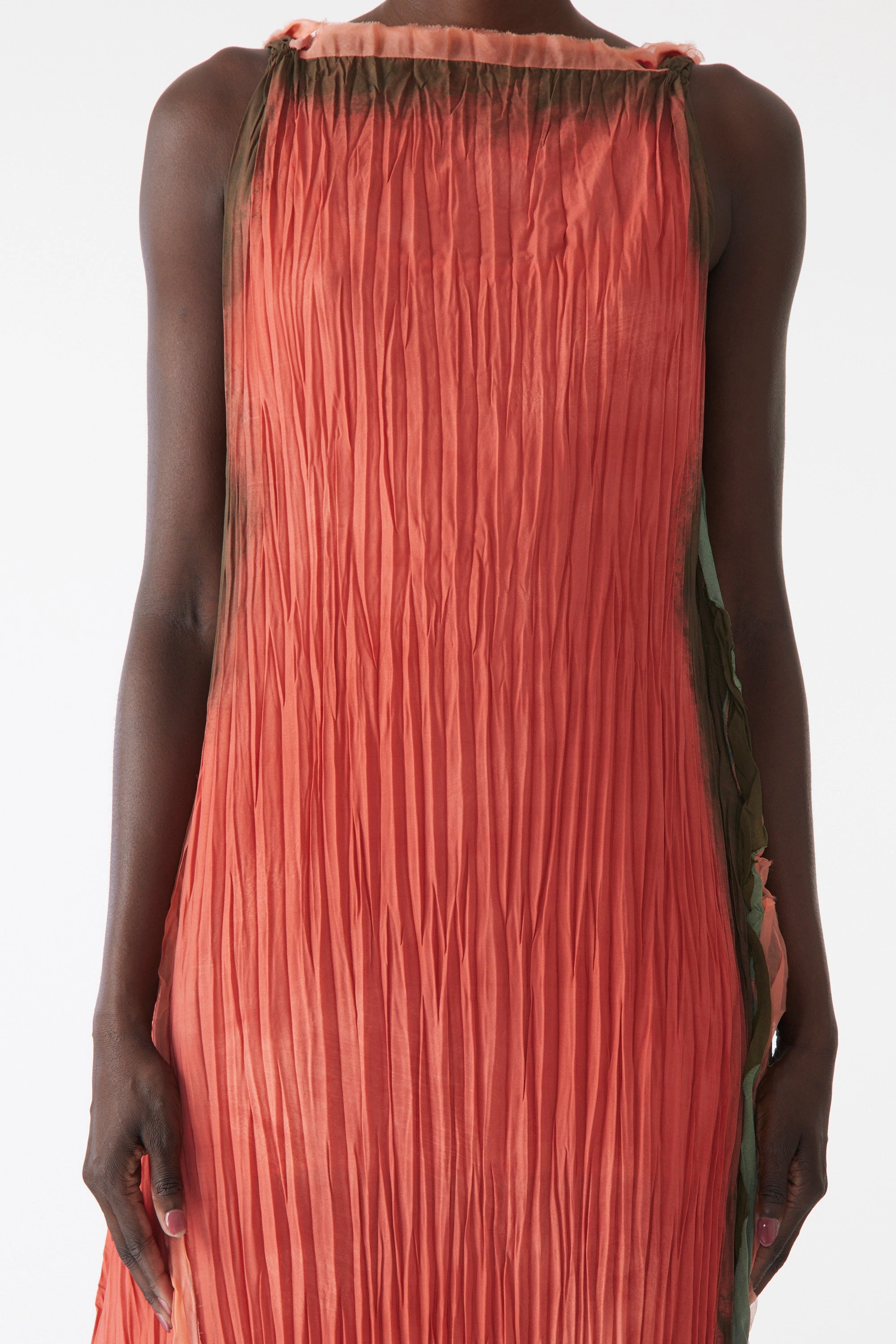 PAINTED STRIPE BOAT NECK SCOOPED BACK PLEATED GOWN Skirt Flare Happy Scent