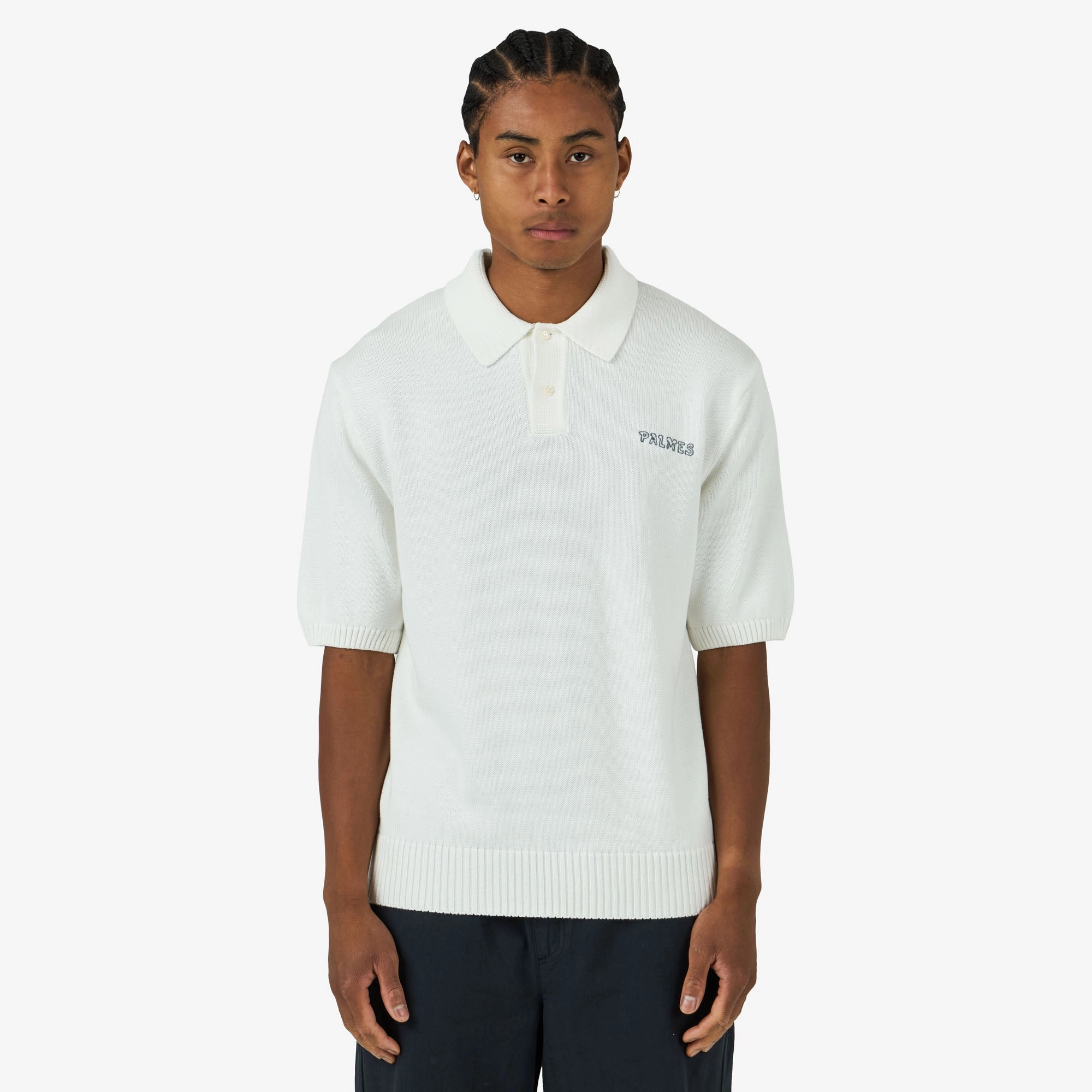 Palmes Knit Polo Off-White Frayed hem Desert area