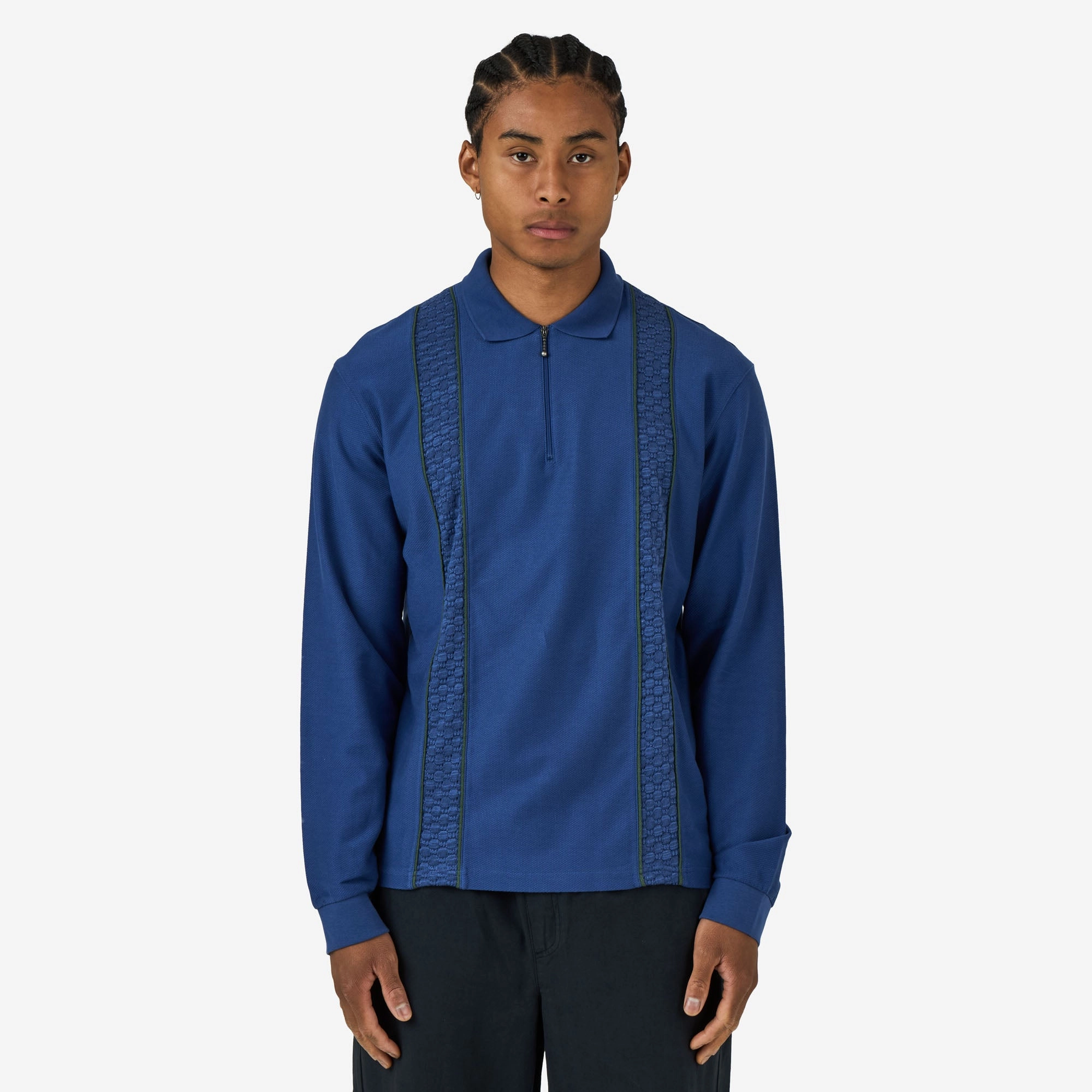 office event Palmes Lace Longsleeve Zip Polo Blue