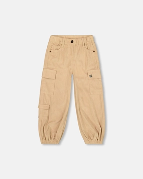 Parachute Corduroy Pants with Cargo Pockets Light Pecan Brown Windproof Design