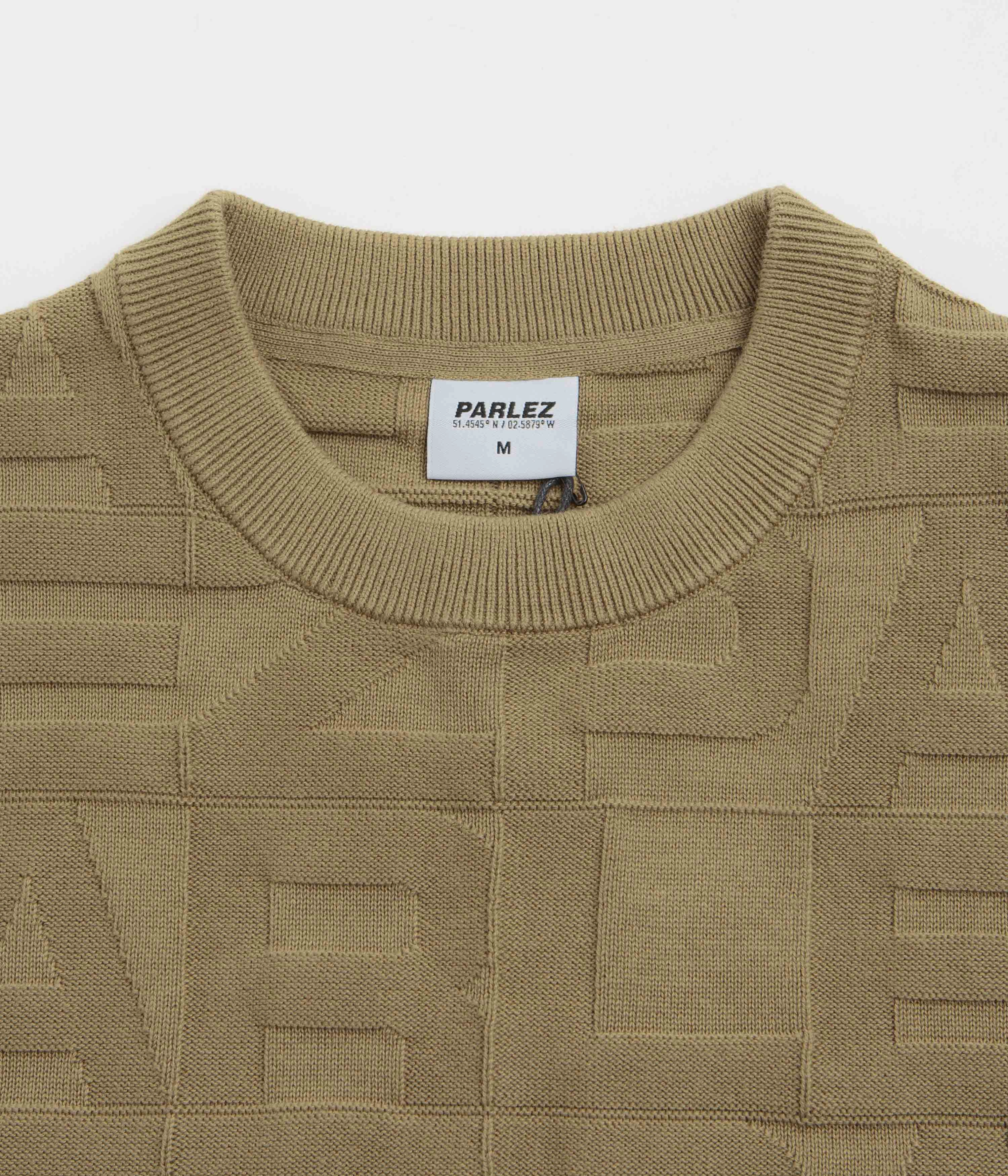 fuzzy texture scarf accents Parlez Block Crewneck Sweatshirt - Sand