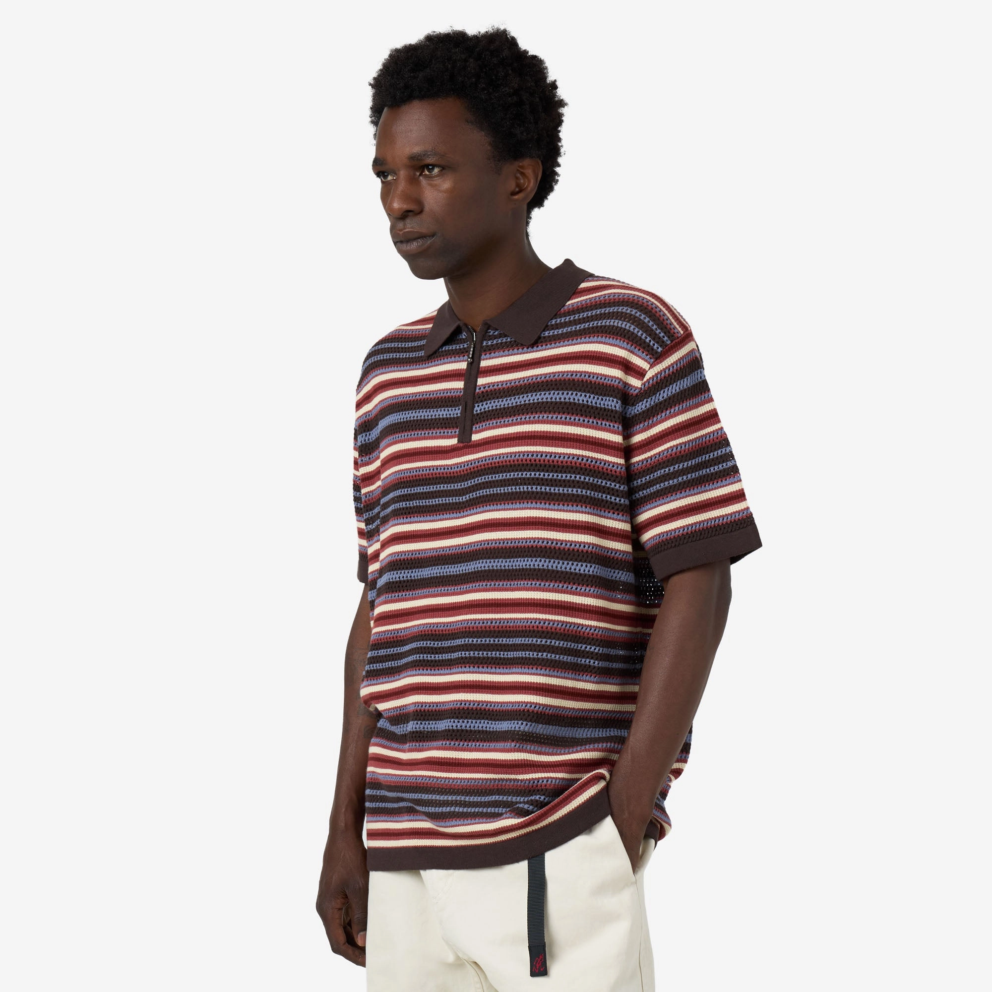 thisisneverthat Striped Knit Polo Red Everyday Layer