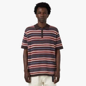 Sporty Design thisisneverthat Striped Knit Polo Red