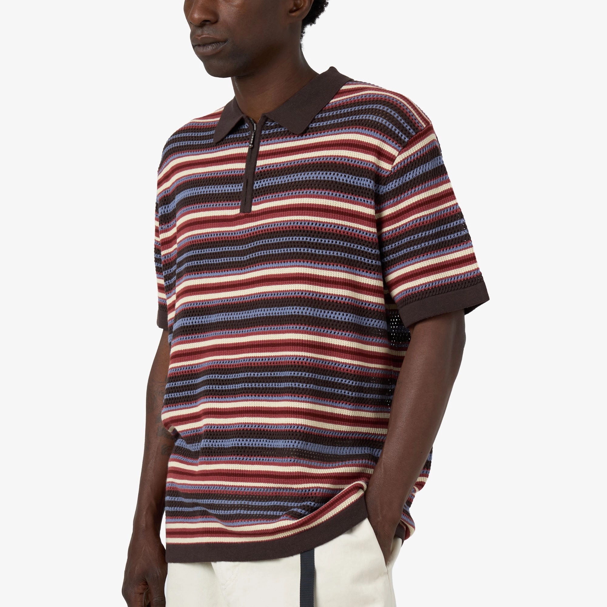 Seasonal Essential Smart Layering thisisneverthat Striped Knit Polo Red