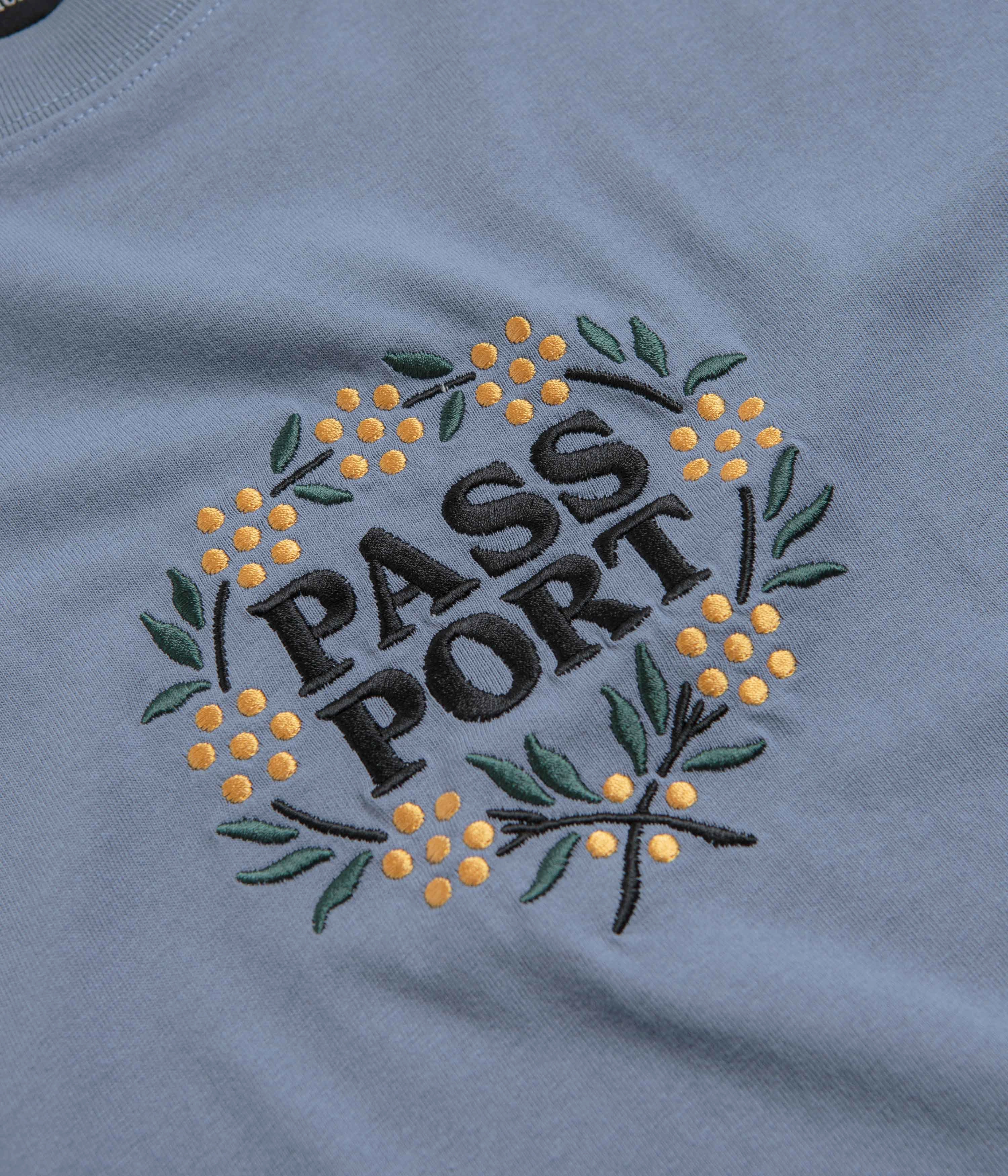 Pass Port Wattle T-Shirt - Stonewash Blue rugby event Neutral Colors