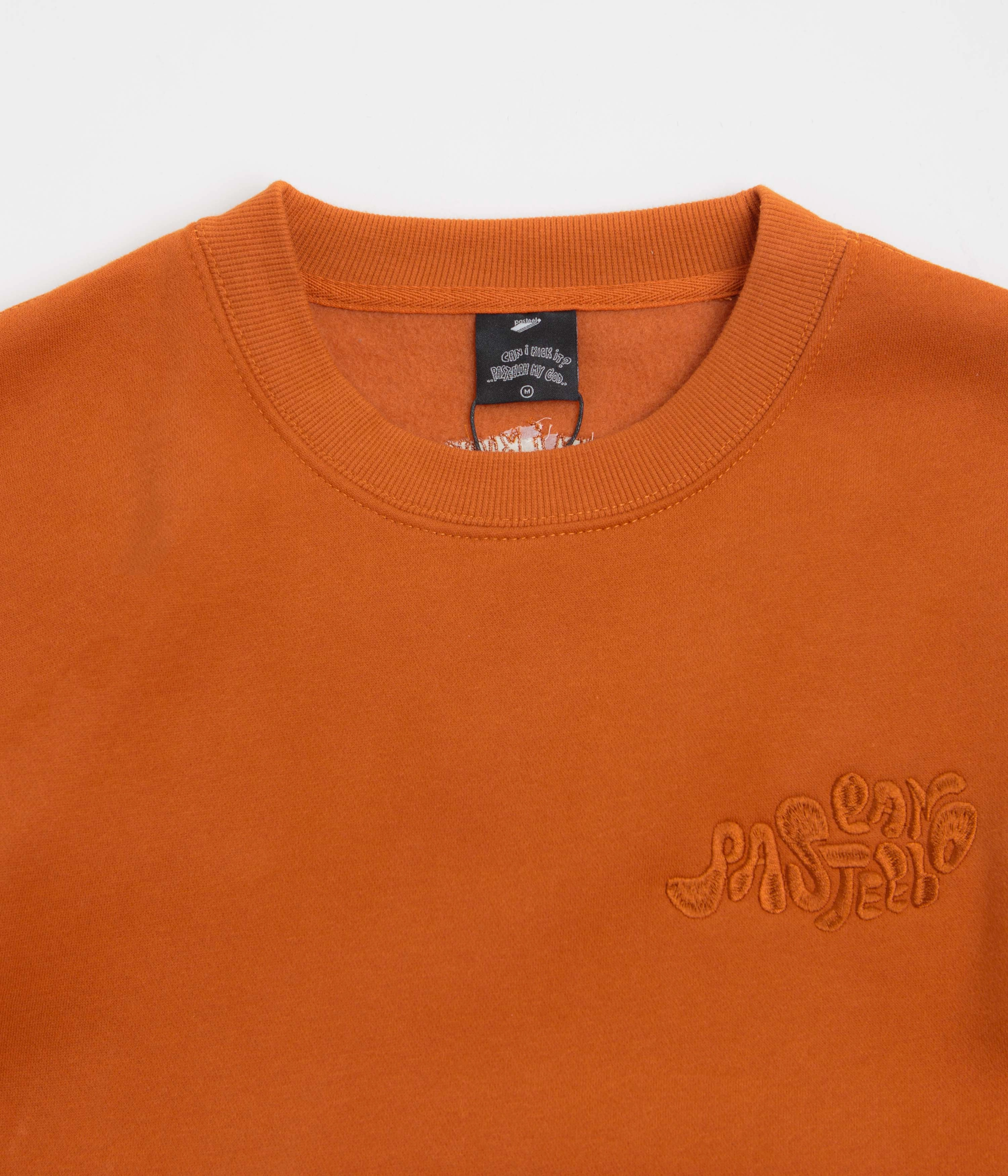 Timeless Sporty Pasteelo Can Embroidered Script Crewneck Sweatshirt - Rust