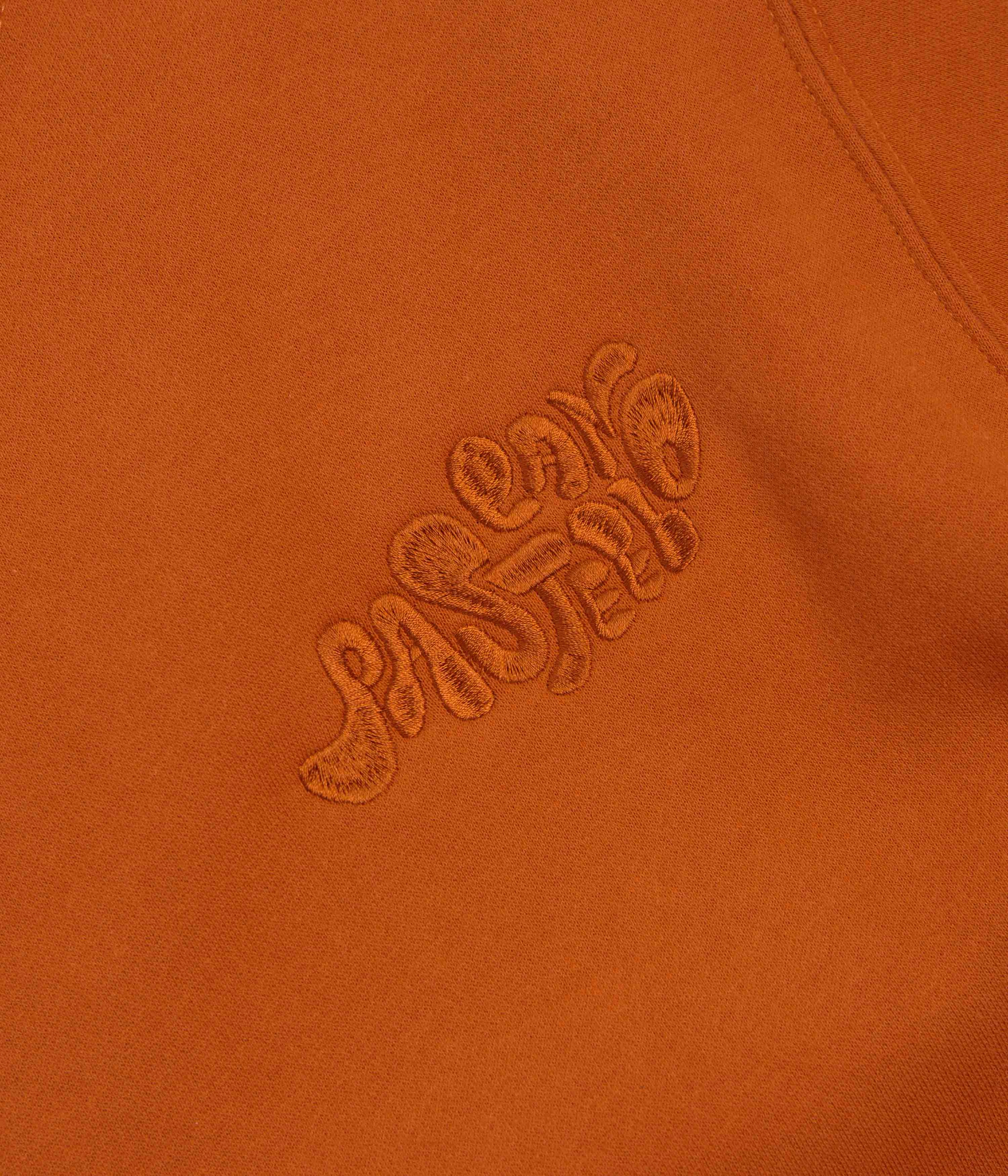 All-Weather Comfort Pasteelo Can Embroidered Script Crewneck Sweatshirt - Rust