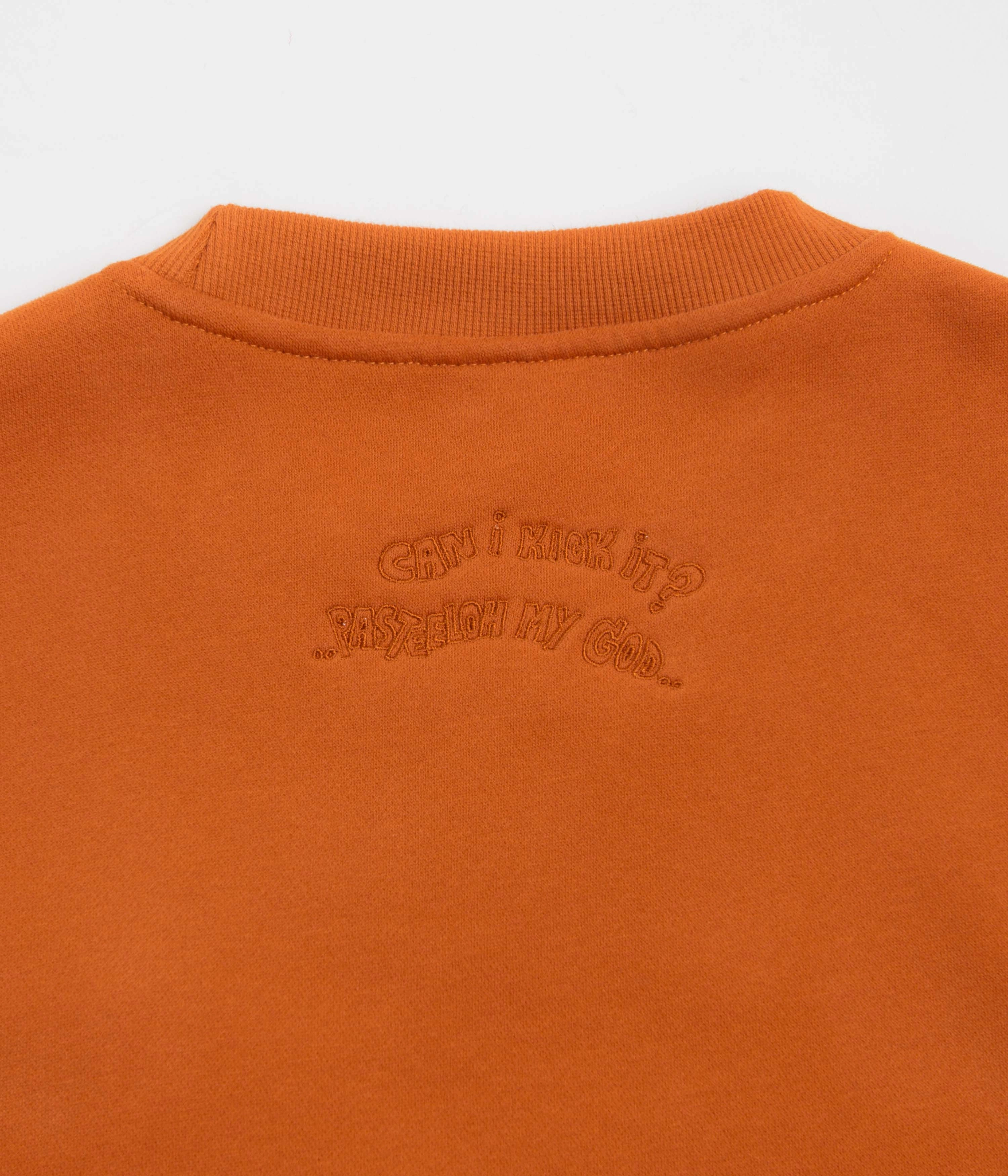 Relaxed Fit Hoodie Pasteelo Can Embroidered Script Crewneck Sweatshirt - Rust