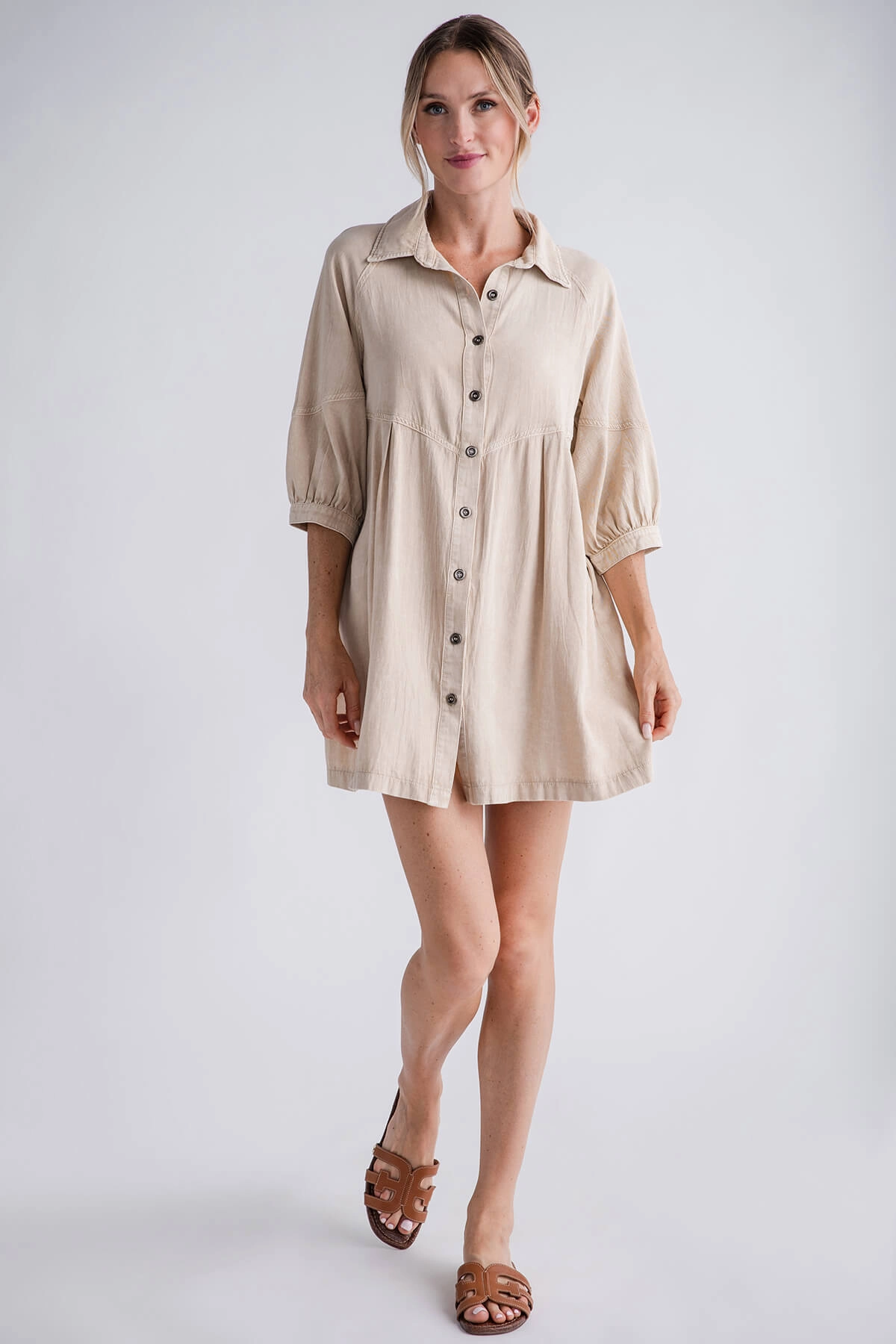 Sophisticated Touch Classic Move Mustard Seed Button Collar Dress