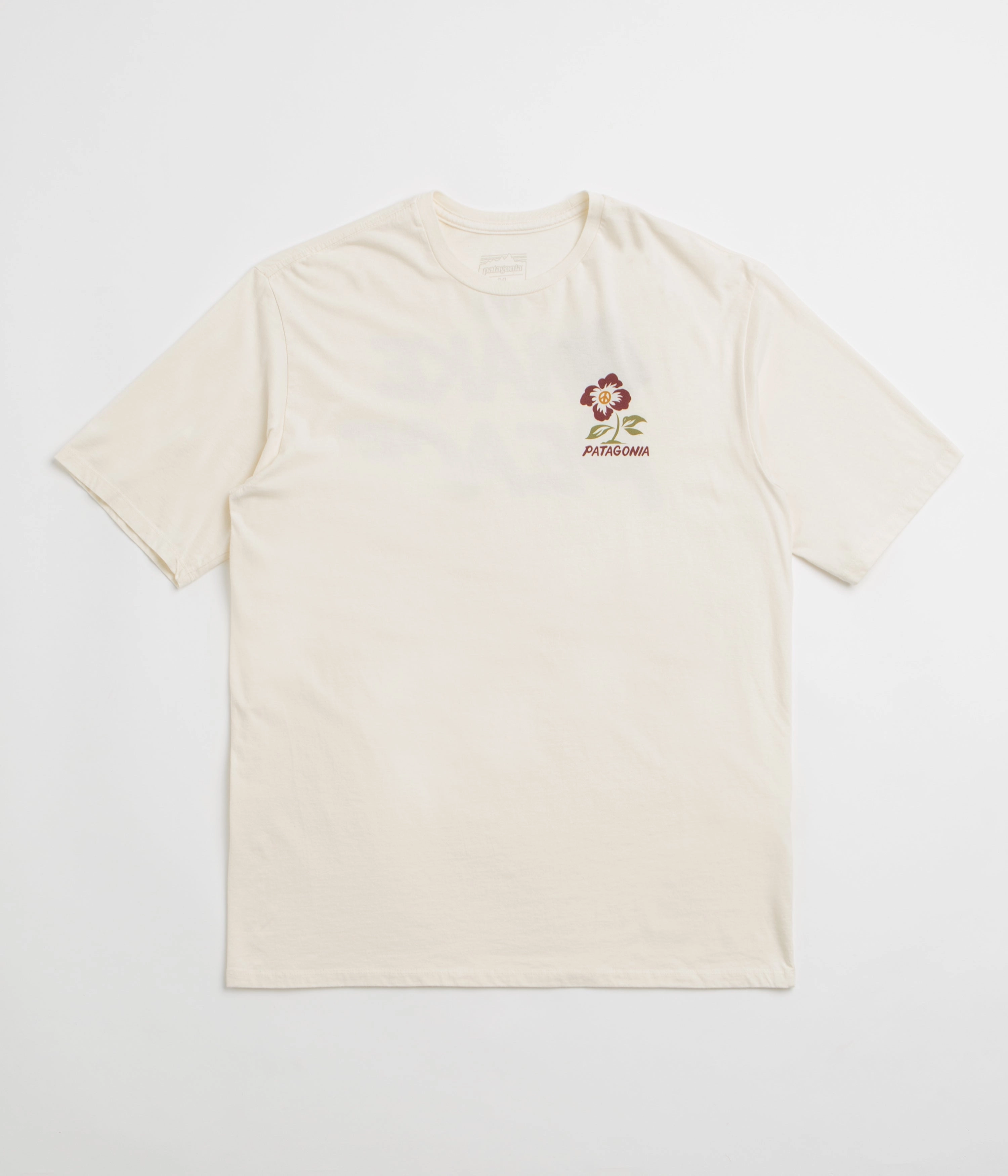 Patagonia Balance Organic T-Shirt - Peace Seeds: Undyed Natural monogram floral