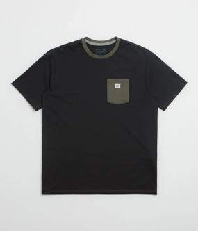 Patagonia Shop Sticker Pocket Responsibili-Tee T-Shirt - Black / Basin Green ruching art gallery event