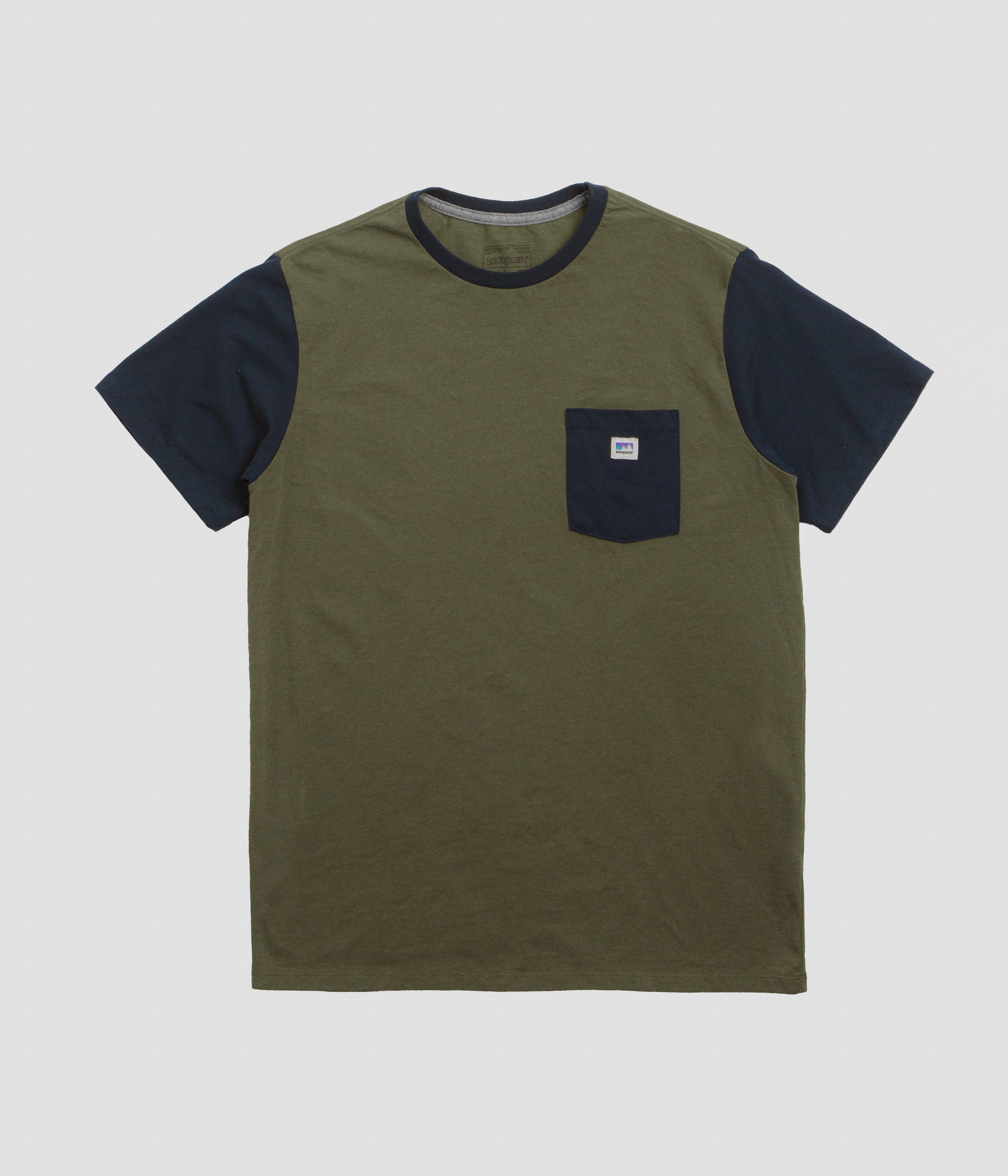 Minimalist Design Patagonia Shop Sticker Pocket Responsibili-Tee T-Shirt - Tent Green