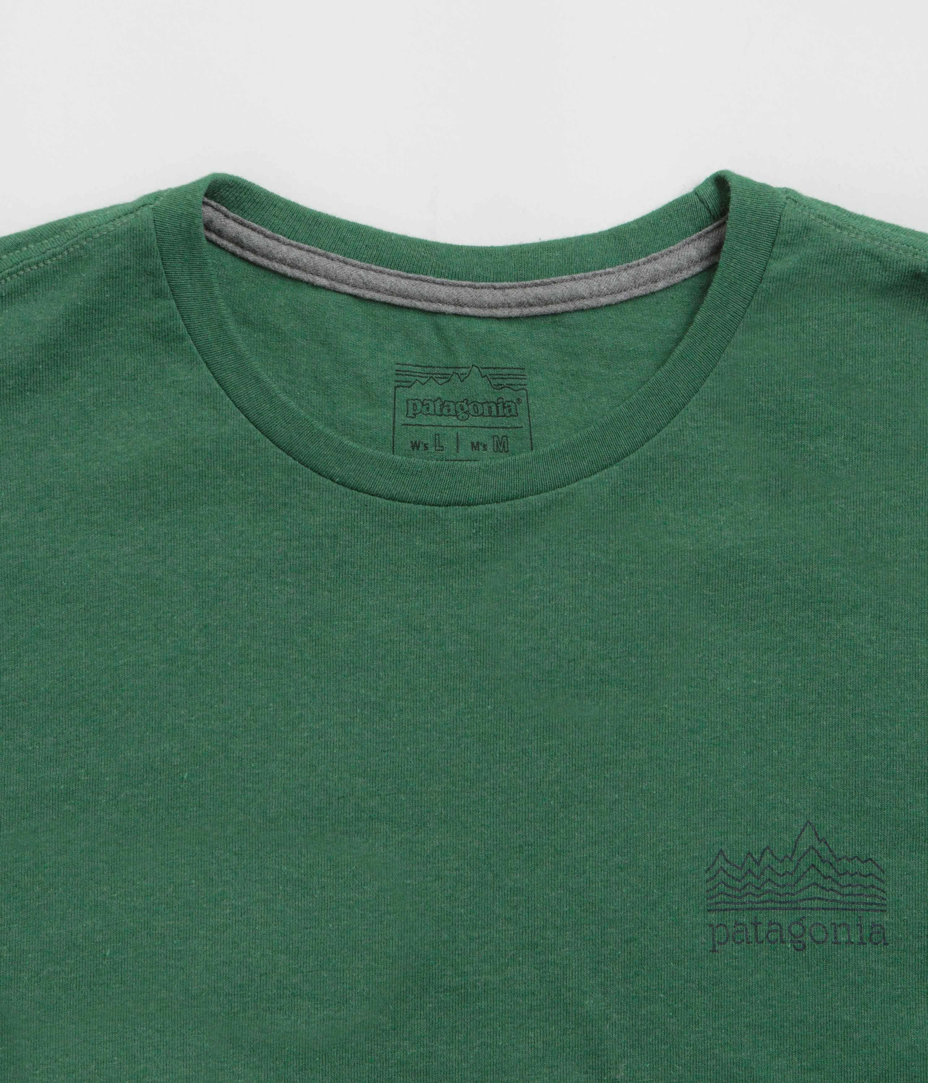 Patagonia Strataspire Responsibili-Tee T-Shirt - Heartleaf Green Lined interior office scene