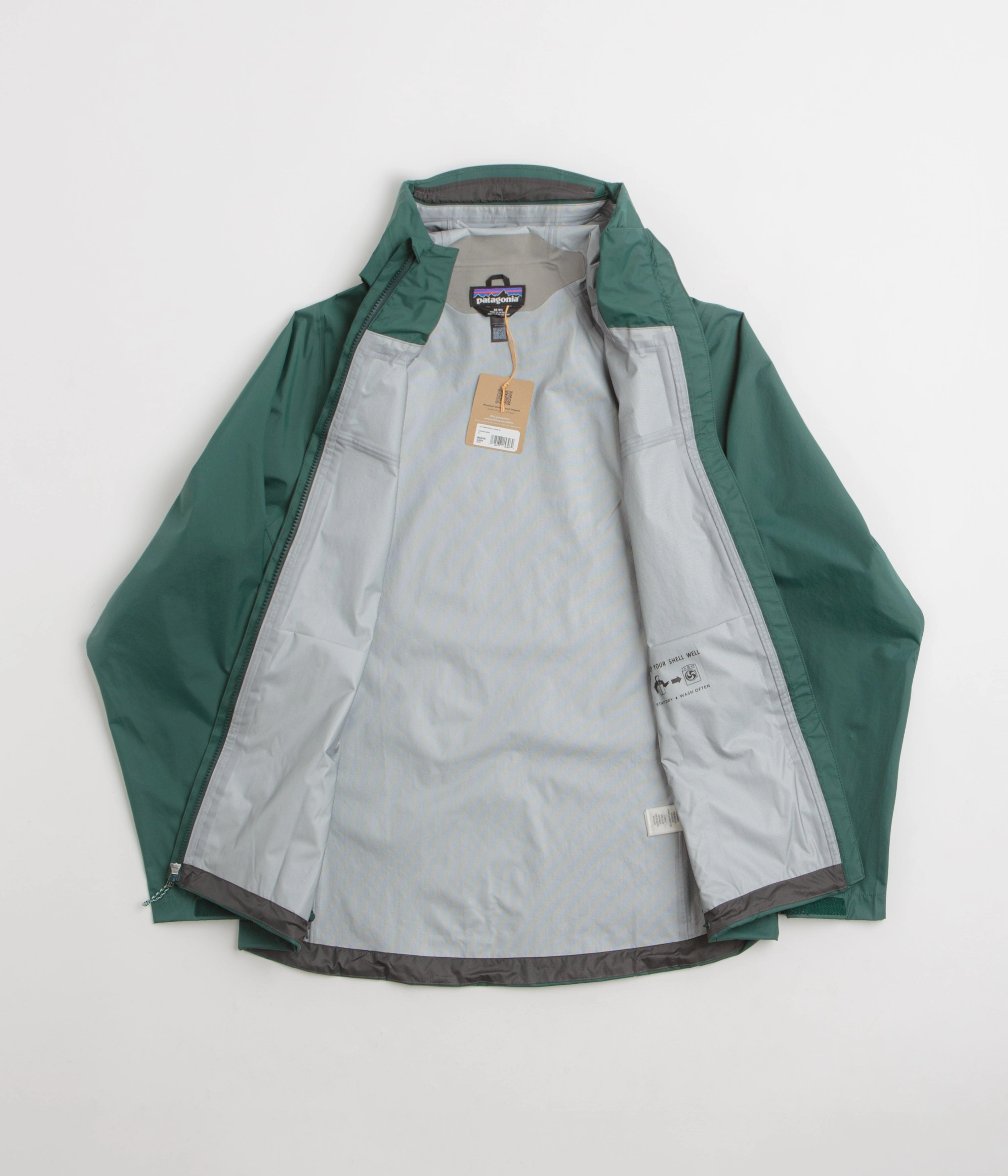 suitable for water sports QuickDryFabric Patagonia Womens Torrentshell 3L Rain Jacket - Cascade Green