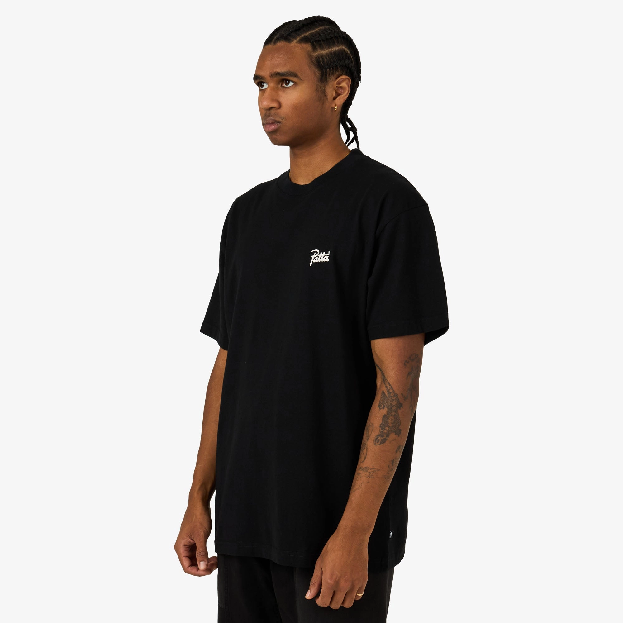 active shorts silhouette Fade Resistant Dye Patta Tru Baller T-Shirt Black