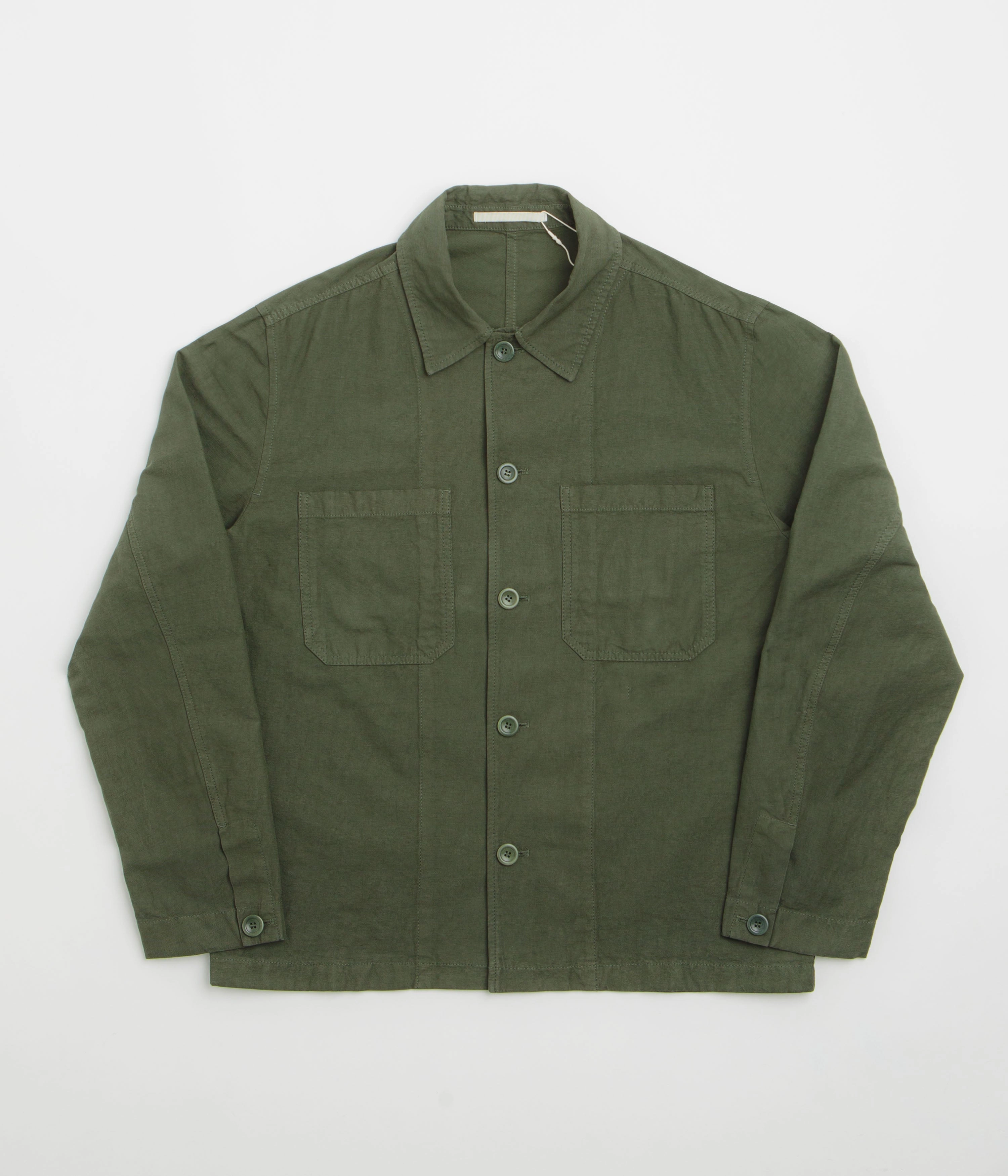 Norse Projects Tyge Cotton Linen Overshirt - Spruce Green Adjustable Drawstring Waist DropShoulder