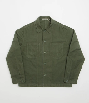 Norse Projects Tyge Cotton Linen Overshirt - Spruce Green Adjustable Drawstring Waist DropShoulder