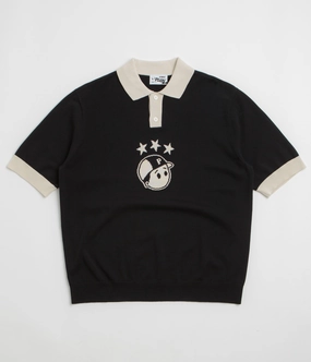 Pawa Speed Sports Footie Knit Polo Shirt - Black Road Trip Ready Animal Print