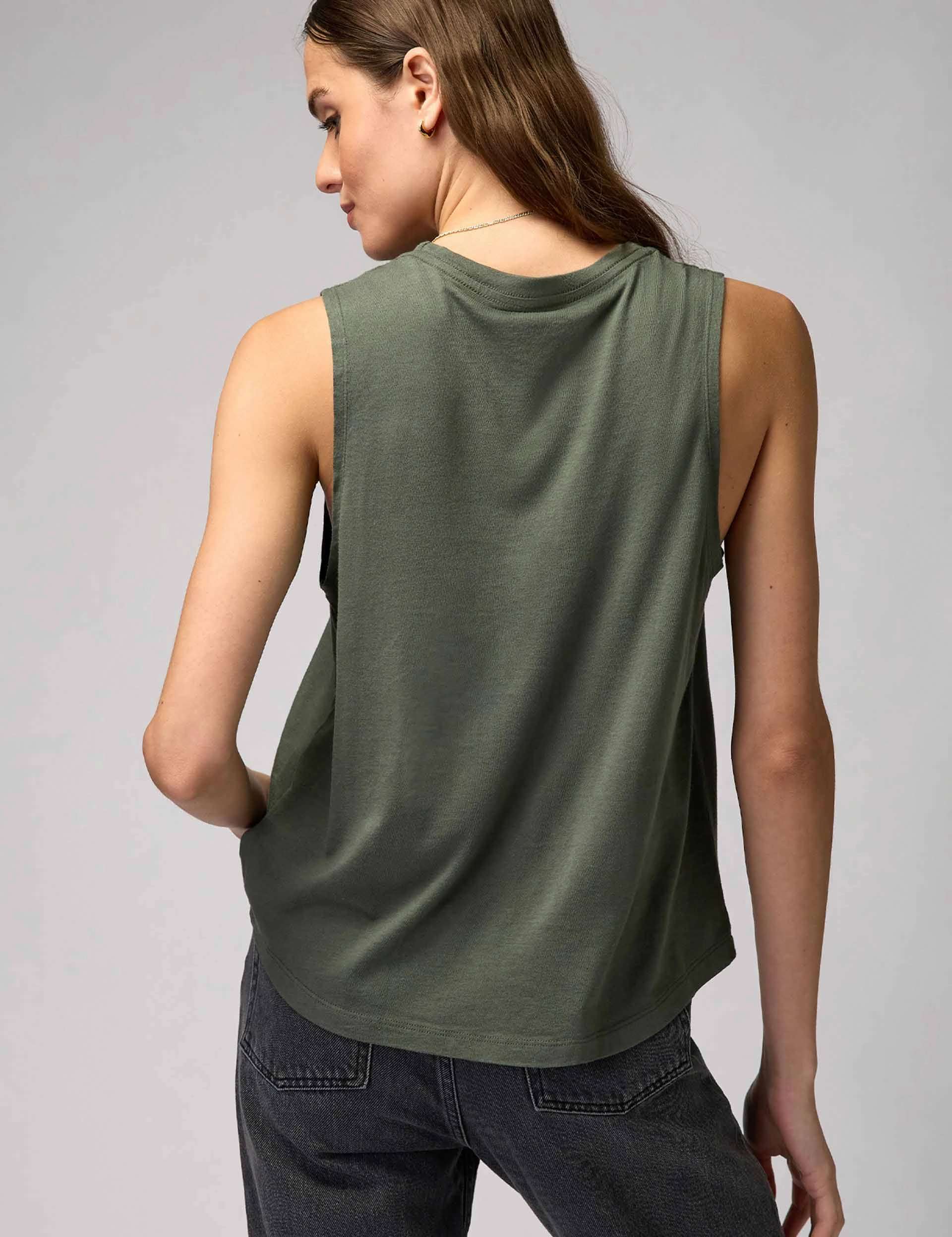 Peace Jade Muscle Tank - Olive Green Urban Lightness