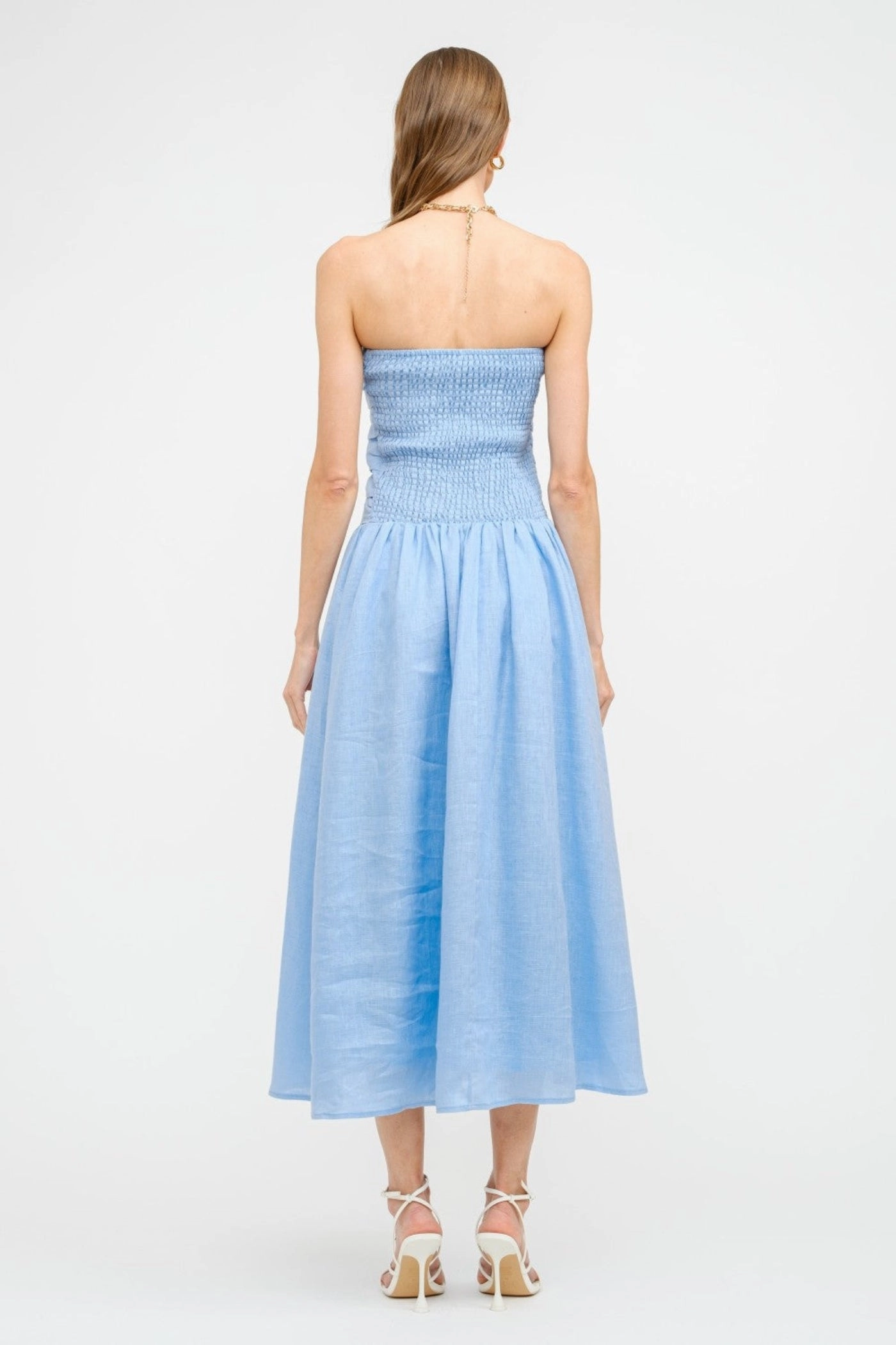 PENELOPE LINEN STRAPLESS MIDI DRESS Seasonal Wear City Ready