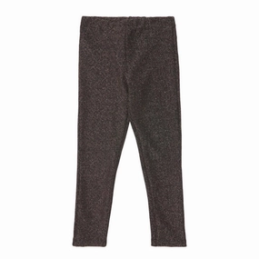 Girl's Glitter Leggings In Gold Slim Stretch