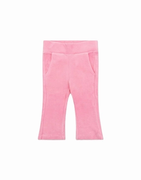 Soft and Cozy Girl's Velvet Perky Trousers In Sea Pink