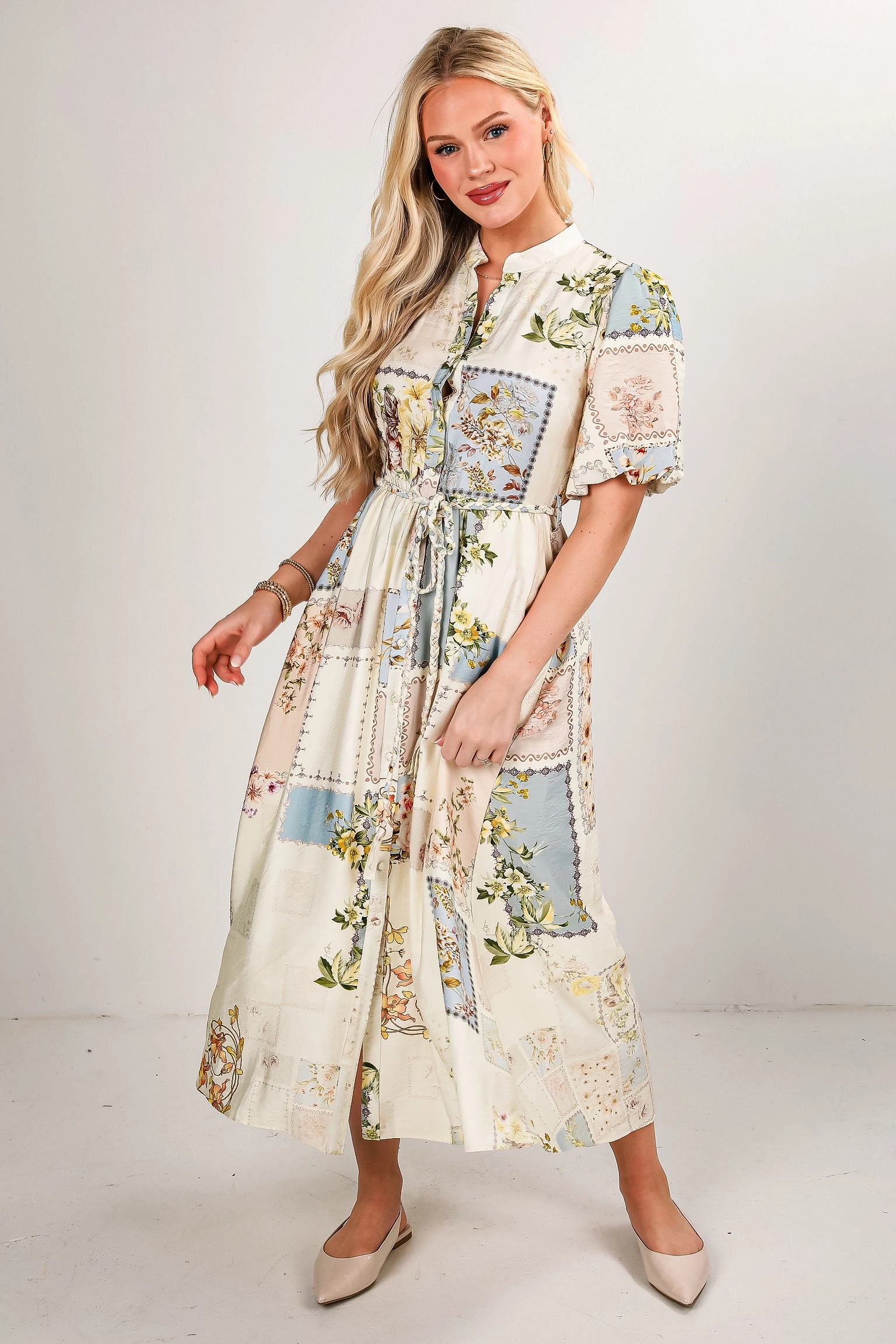 Easy Mood Perfectly You Natural Floral Maxi Dress